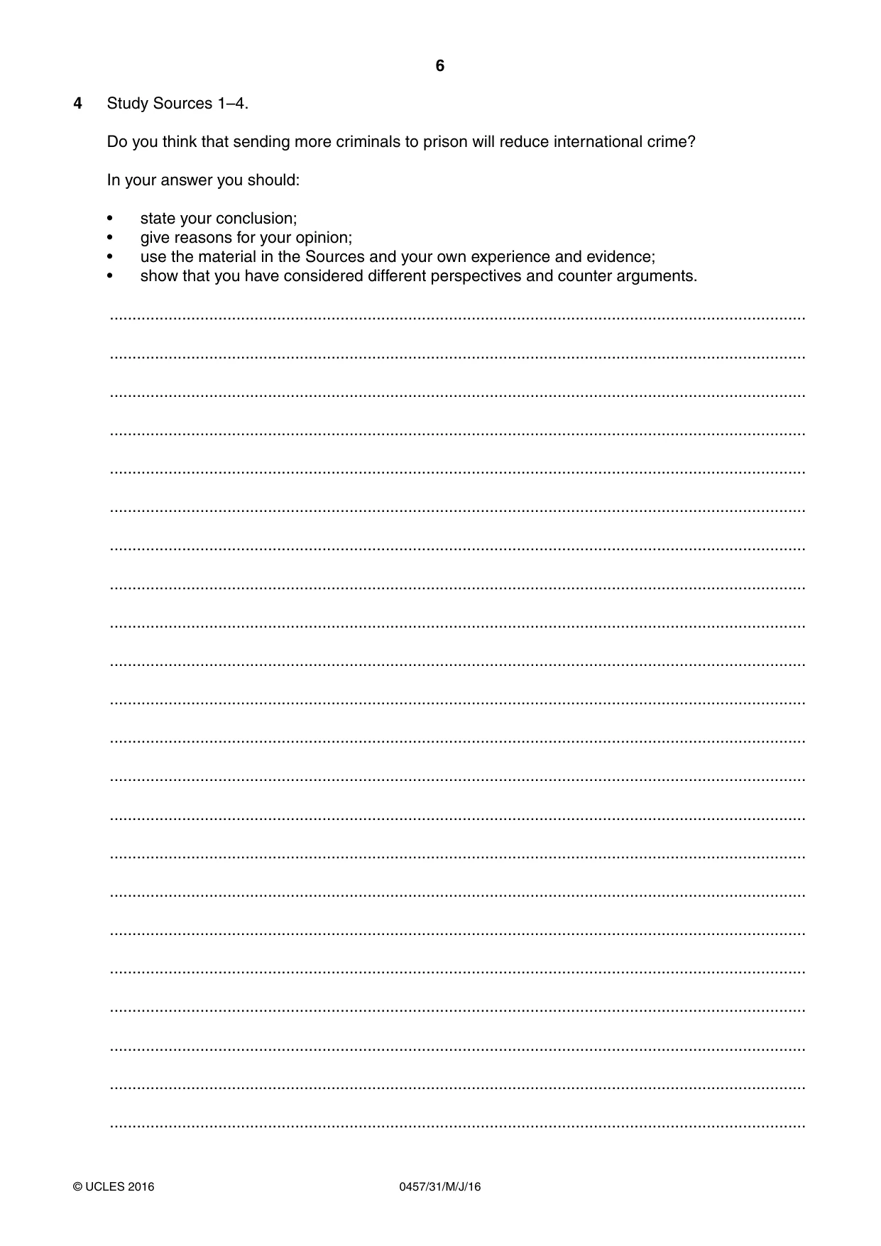 Cambridge IGCSE Global Perspectives 0457 2016 May/June Paper 3 · Variant 1 question paper, page 6 of 8