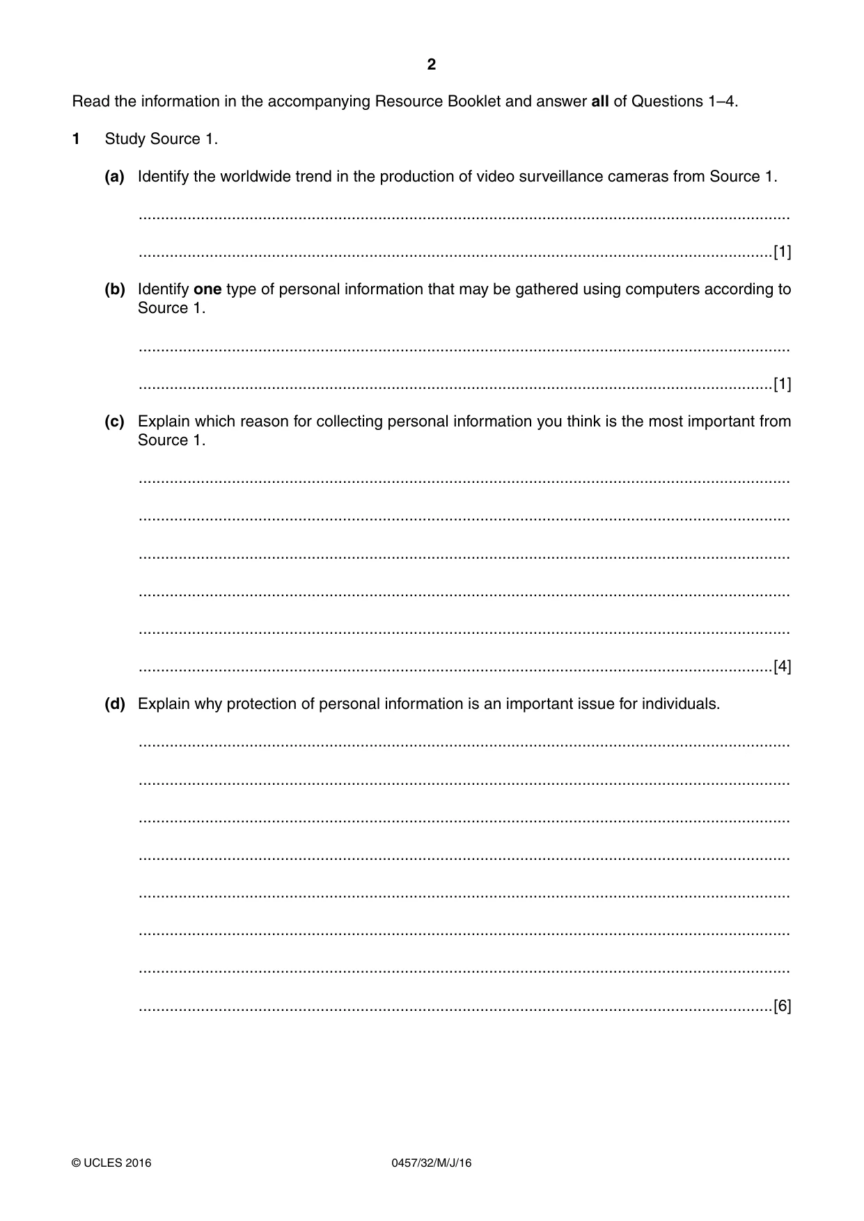 Cambridge IGCSE Global Perspectives 0457 2016 May/June Paper 3 · Variant 2 question paper, page 2 of 8