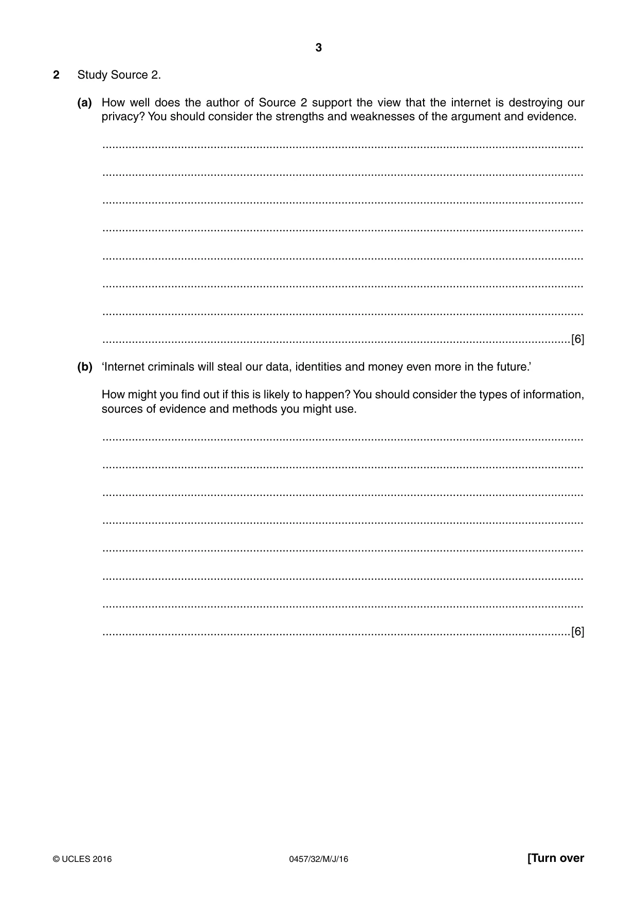 Cambridge IGCSE Global Perspectives 0457 2016 May/June Paper 3 · Variant 2 question paper, page 3 of 8