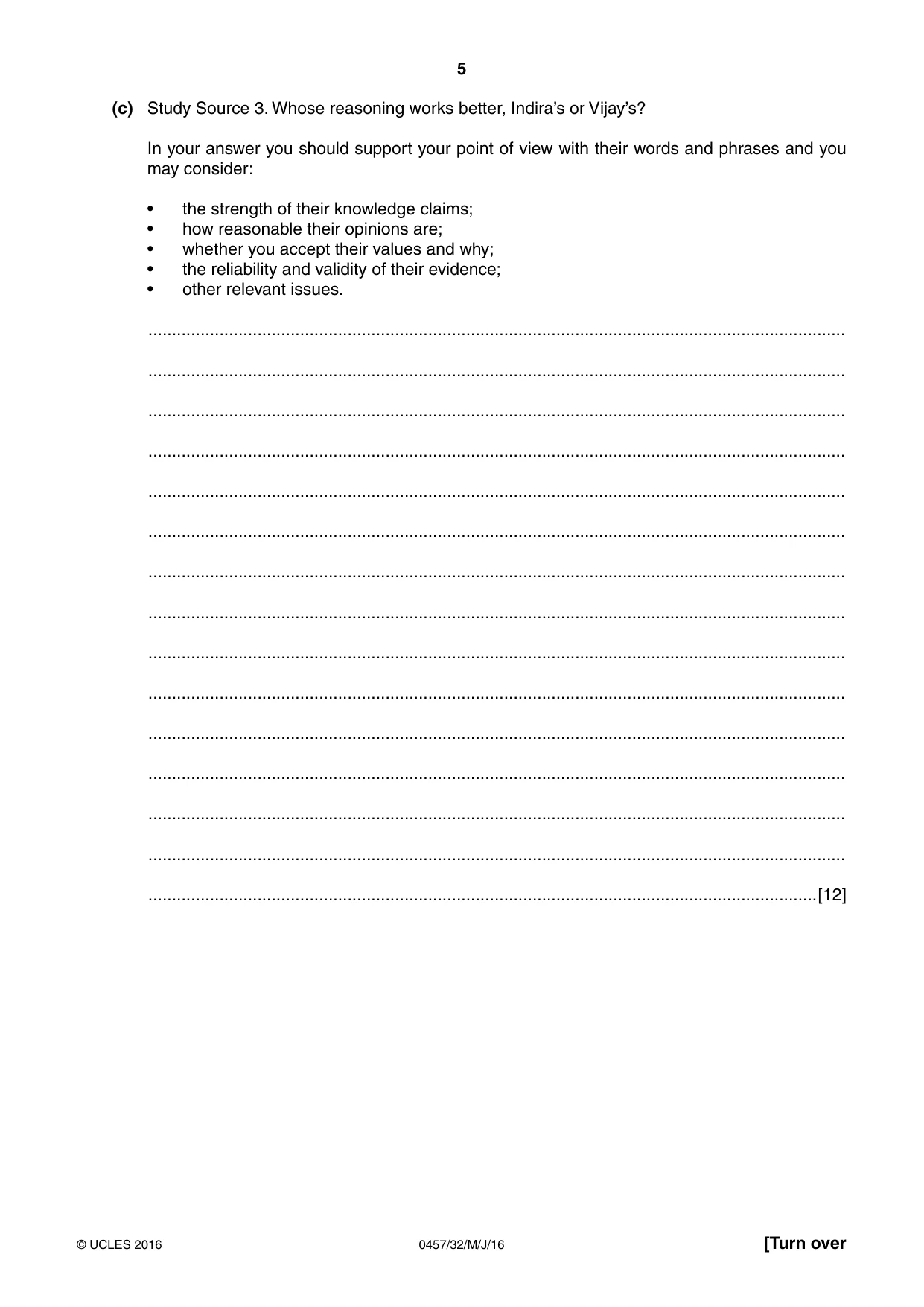 Cambridge IGCSE Global Perspectives 0457 2016 May/June Paper 3 · Variant 2 question paper, page 5 of 8