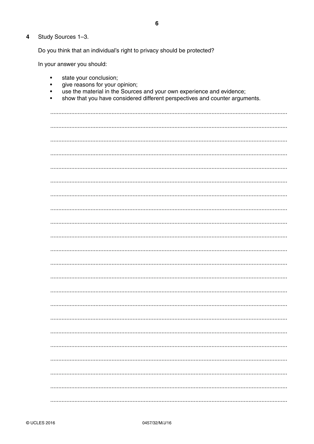 Cambridge IGCSE Global Perspectives 0457 2016 May/June Paper 3 · Variant 2 question paper, page 6 of 8