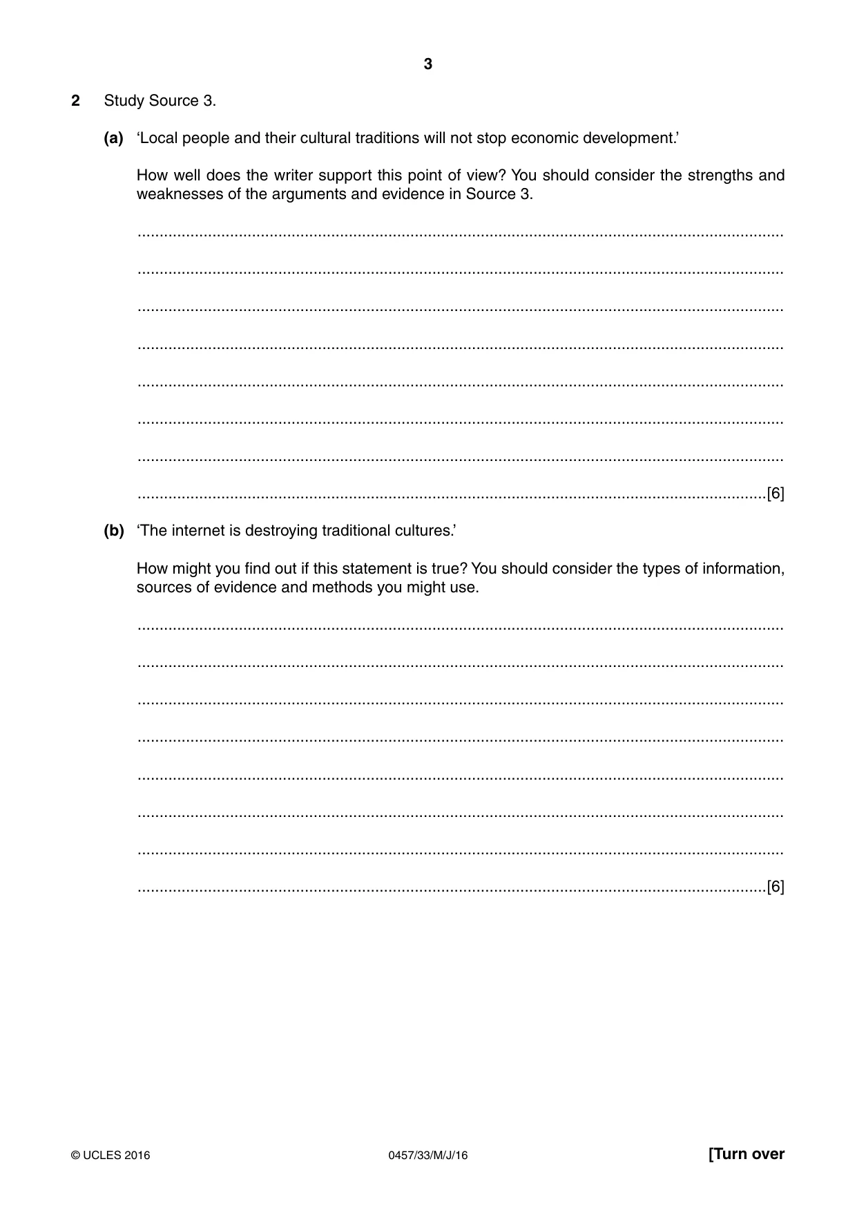 Cambridge IGCSE Global Perspectives 0457 2016 May/June Paper 3 · Variant 3 question paper, page 3 of 8