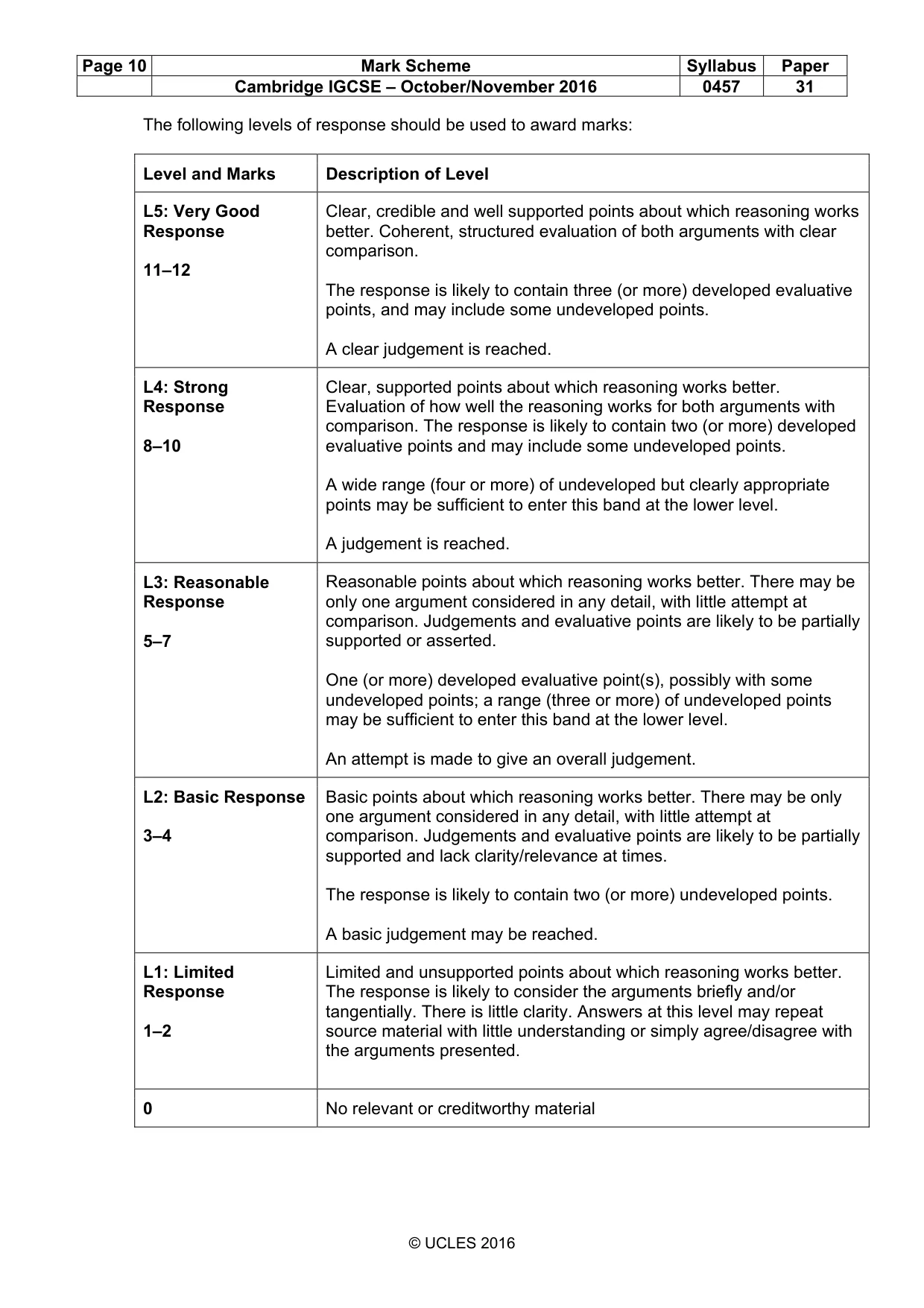 Mark scheme, page 10 of 12
