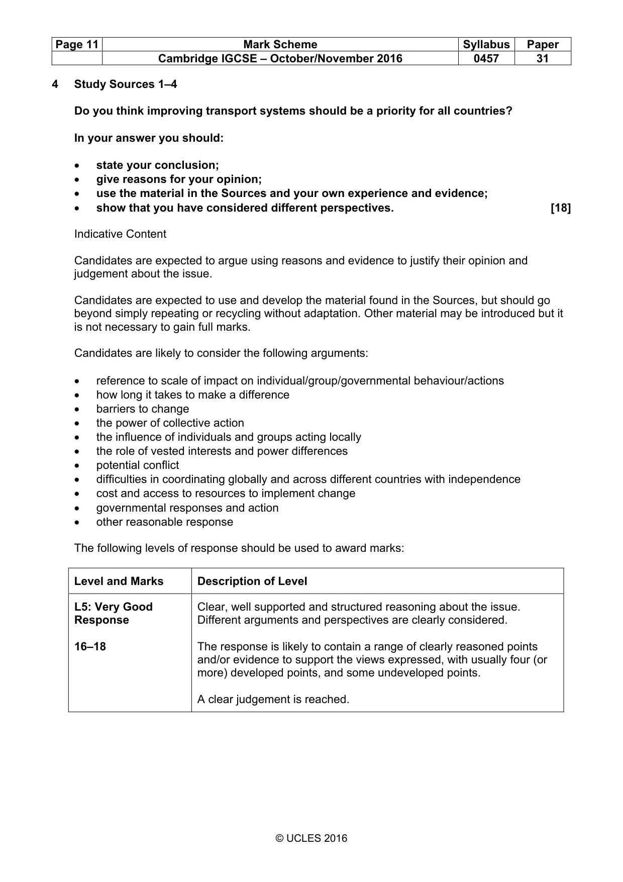 Mark scheme, page 11 of 12