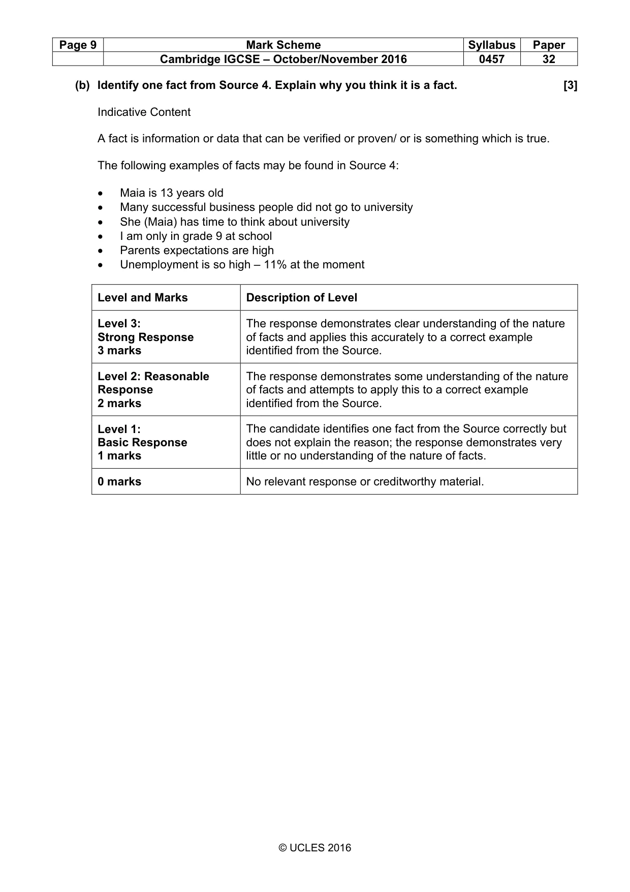 Mark scheme, page 9 of 13