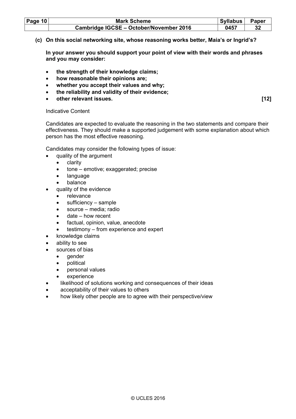 Mark scheme, page 10 of 13