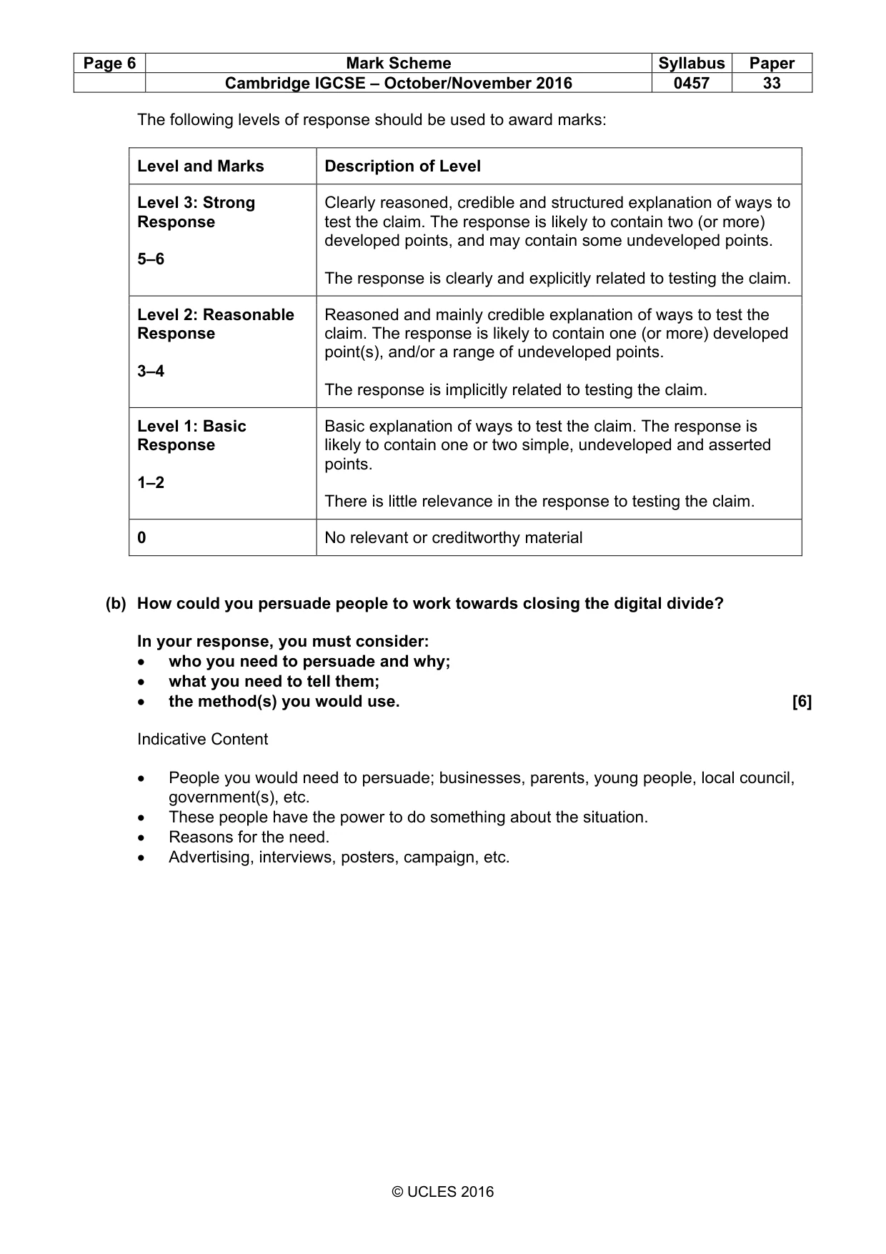 Mark scheme, page 6 of 13