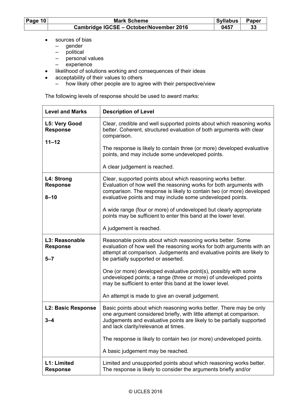 Mark scheme, page 10 of 13