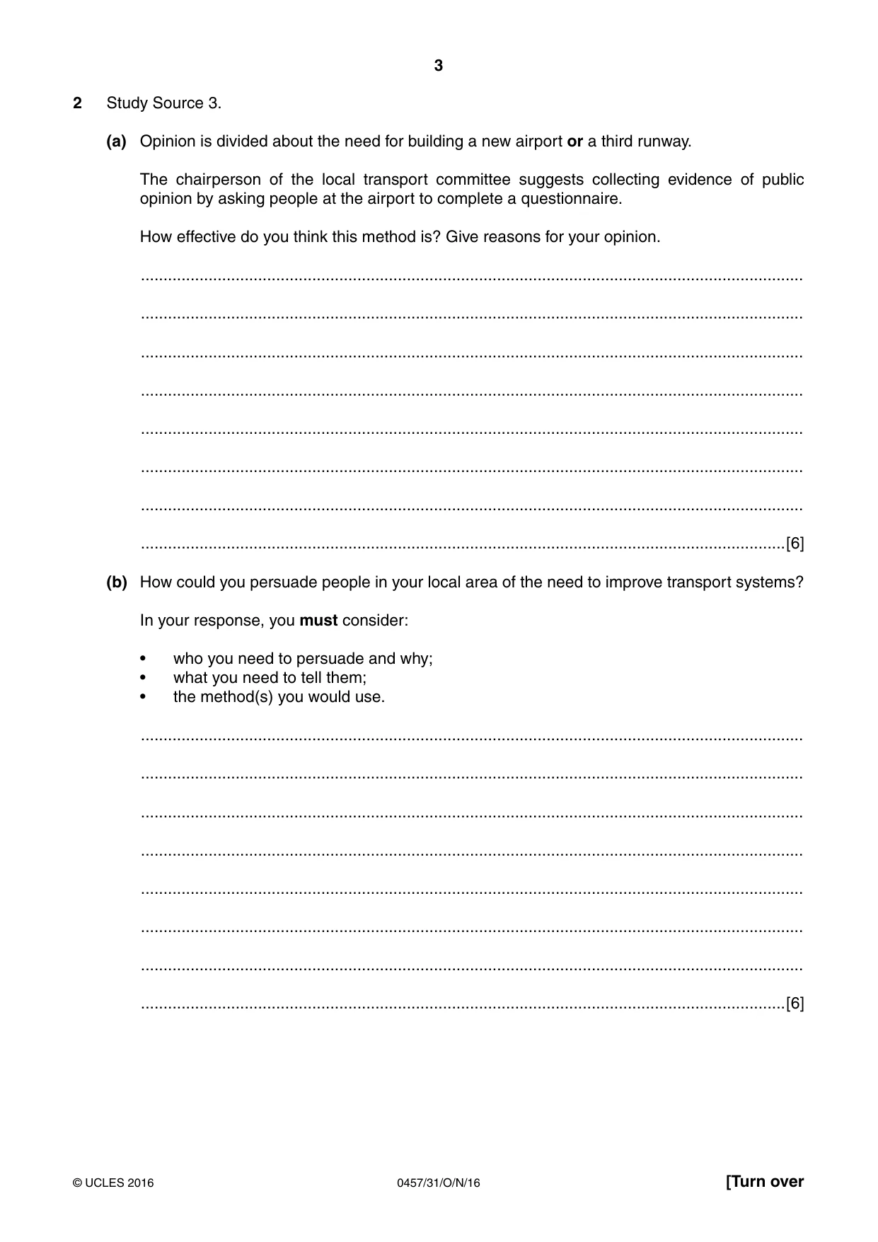 Cambridge IGCSE Global Perspectives 0457 2016 Oct/Nov Paper 3 · Variant 1 question paper, page 3 of 8