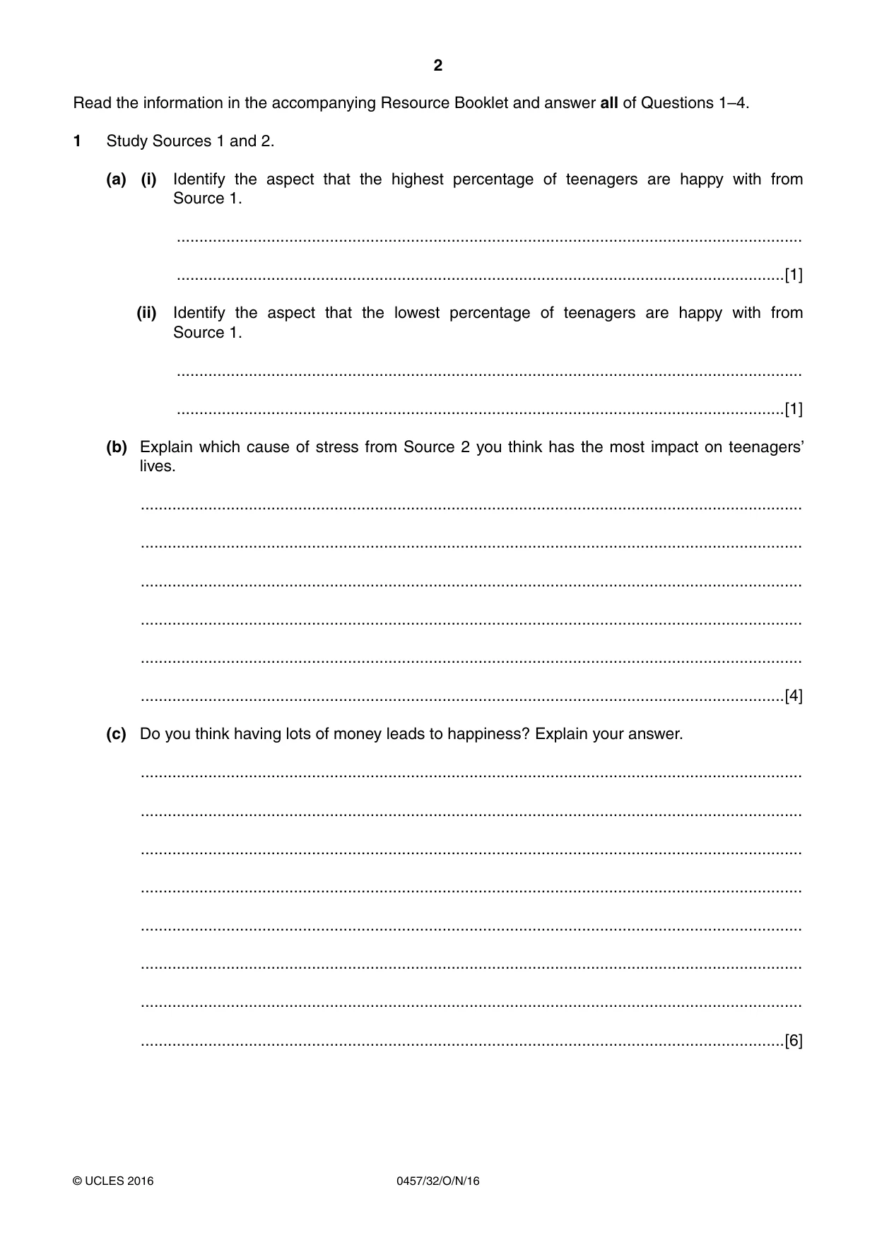 Cambridge IGCSE Global Perspectives 0457 2016 Oct/Nov Paper 3 · Variant 2 question paper, page 2 of 8