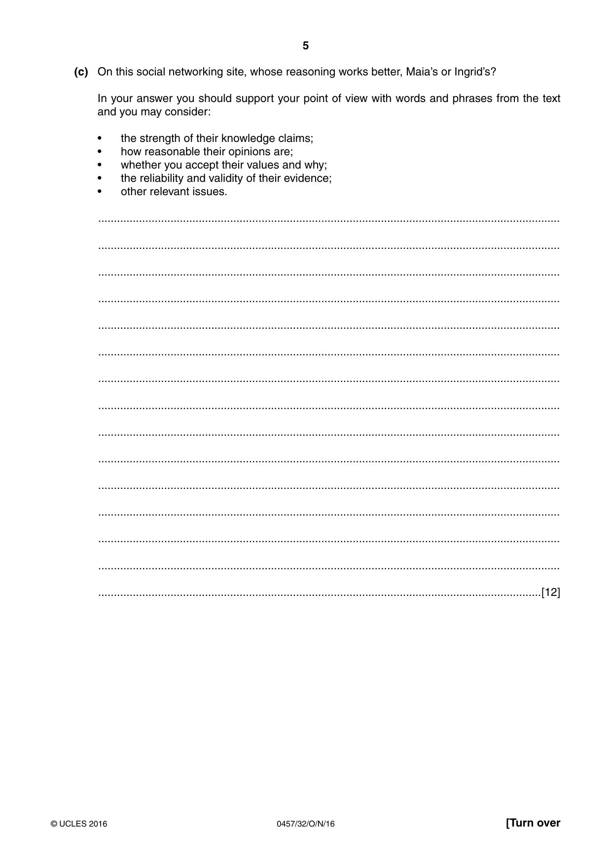 Cambridge IGCSE Global Perspectives 0457 2016 Oct/Nov Paper 3 · Variant 2 question paper, page 5 of 8