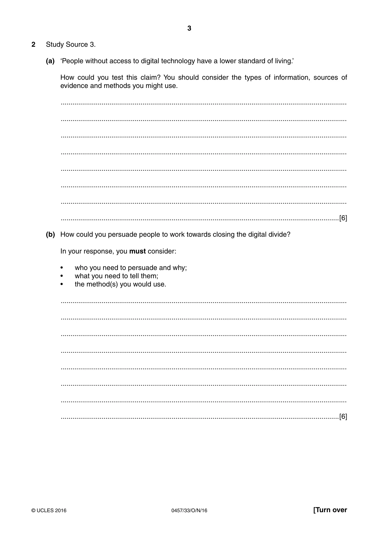 Cambridge IGCSE Global Perspectives 0457 2016 Oct/Nov Paper 3 · Variant 3 question paper, page 3 of 8