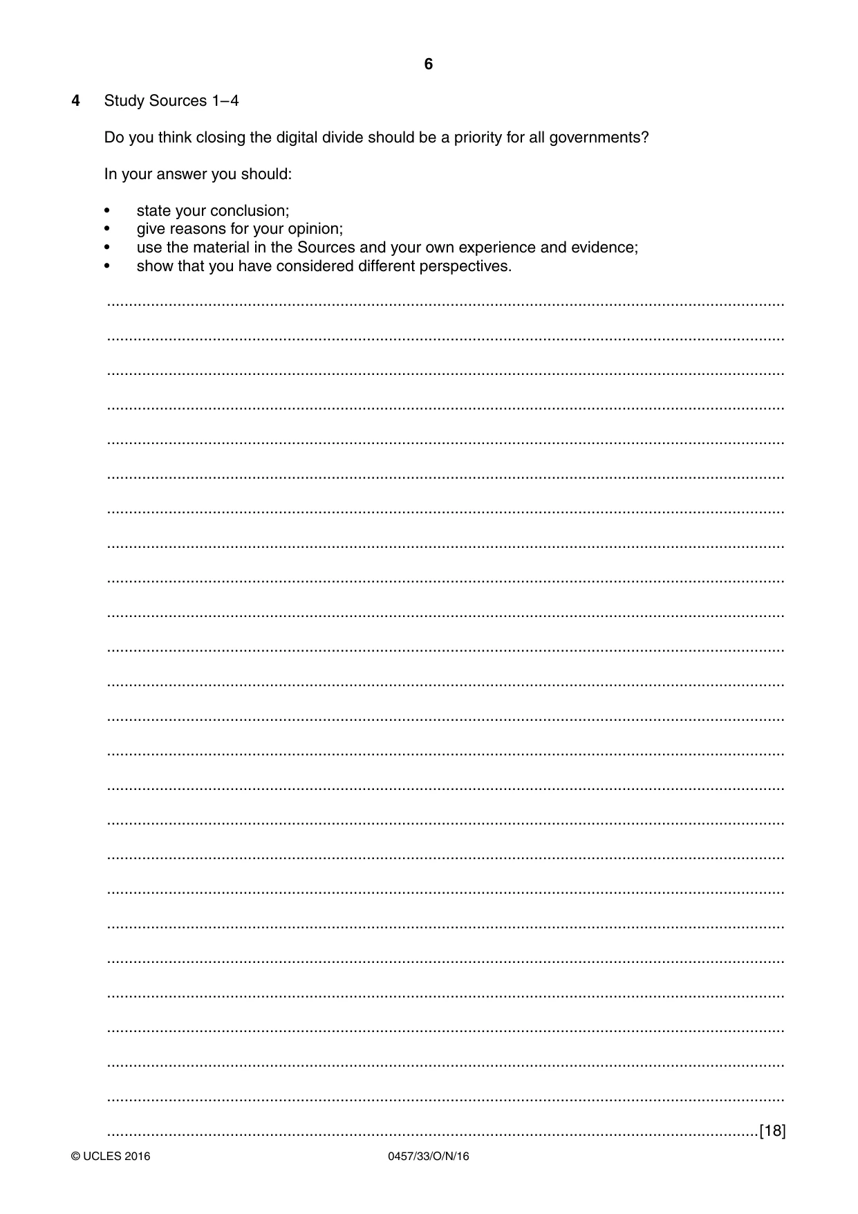 Cambridge IGCSE Global Perspectives 0457 2016 Oct/Nov Paper 3 · Variant 3 question paper, page 6 of 8