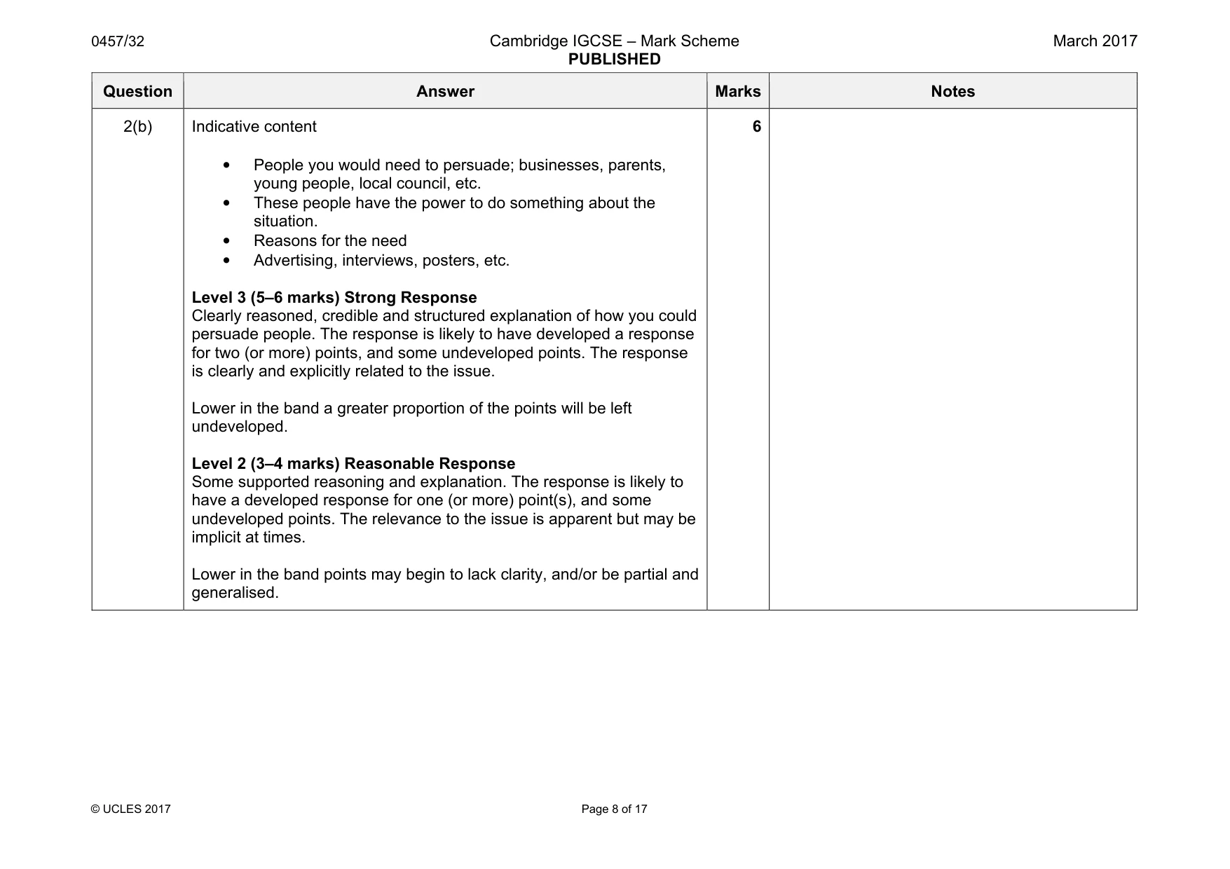 Mark scheme, page 8 of 17