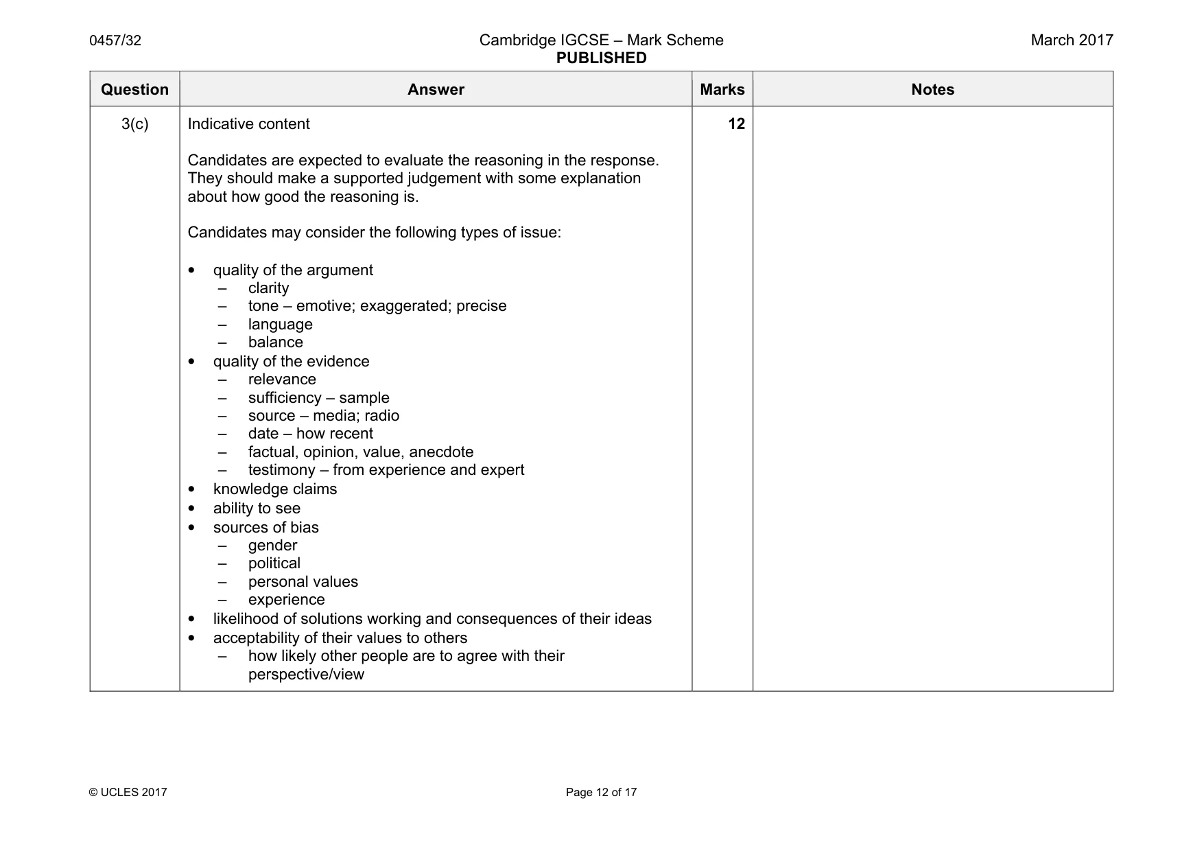 Mark scheme, page 12 of 17