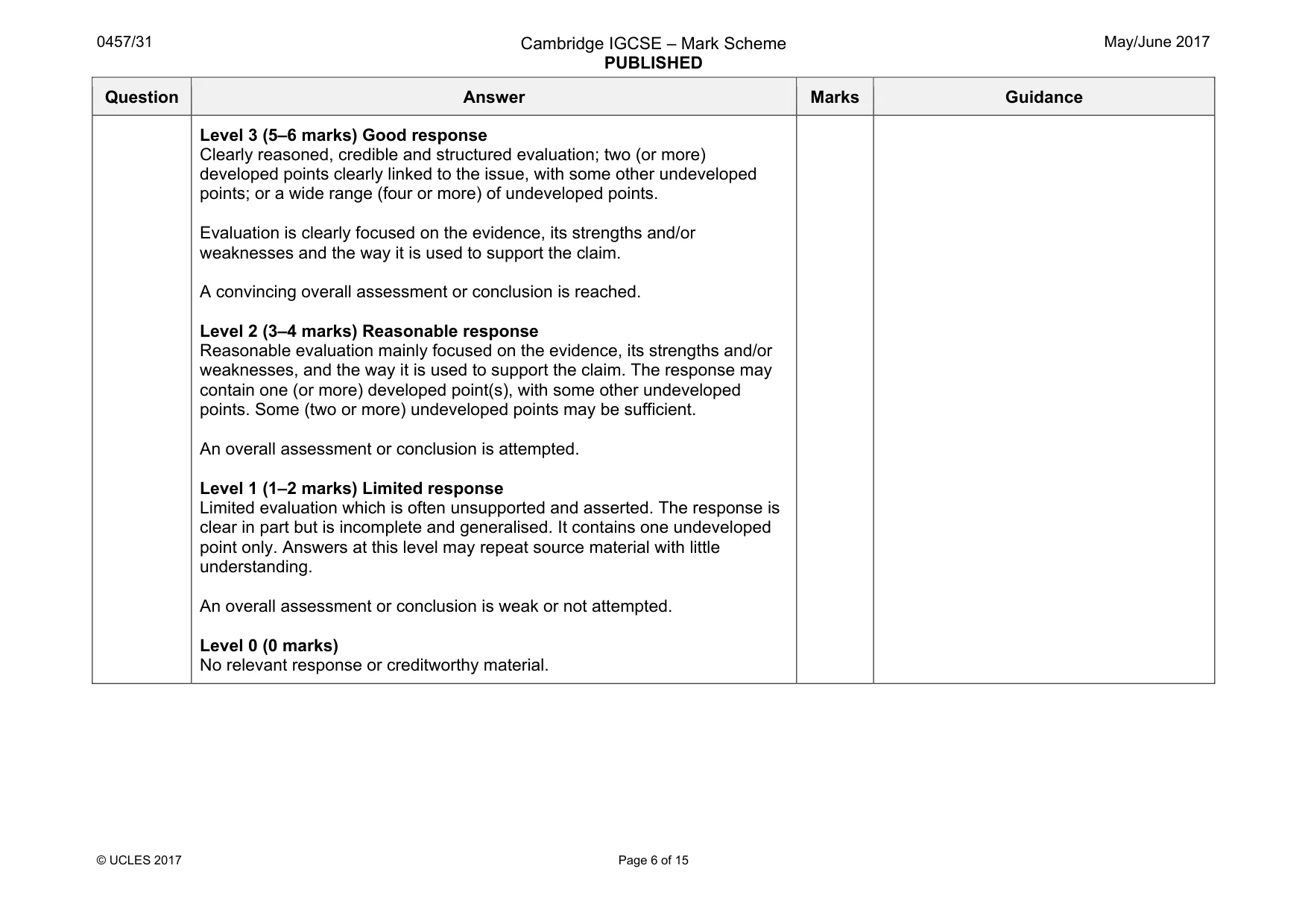 Mark scheme, page 6 of 15