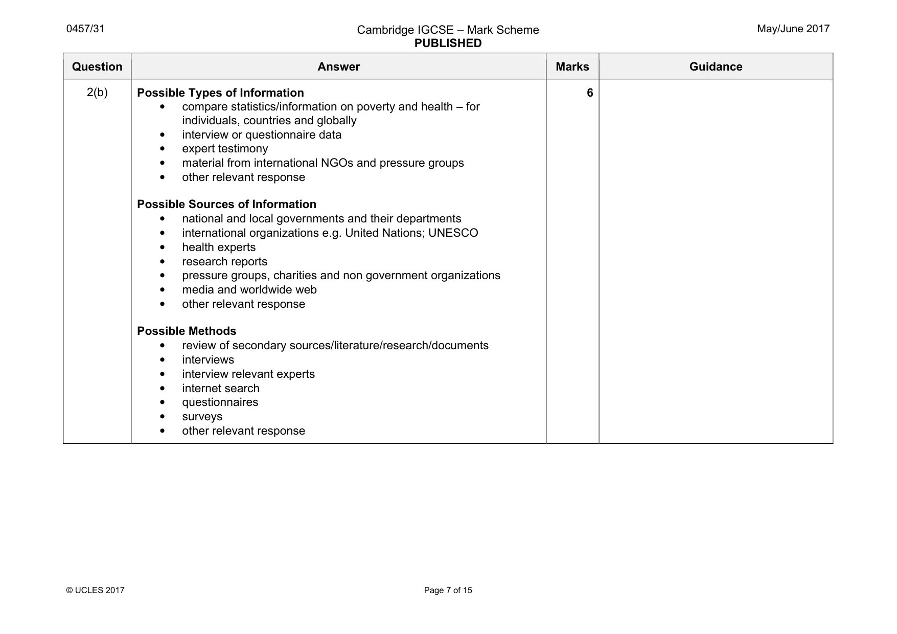 Mark scheme, page 7 of 15