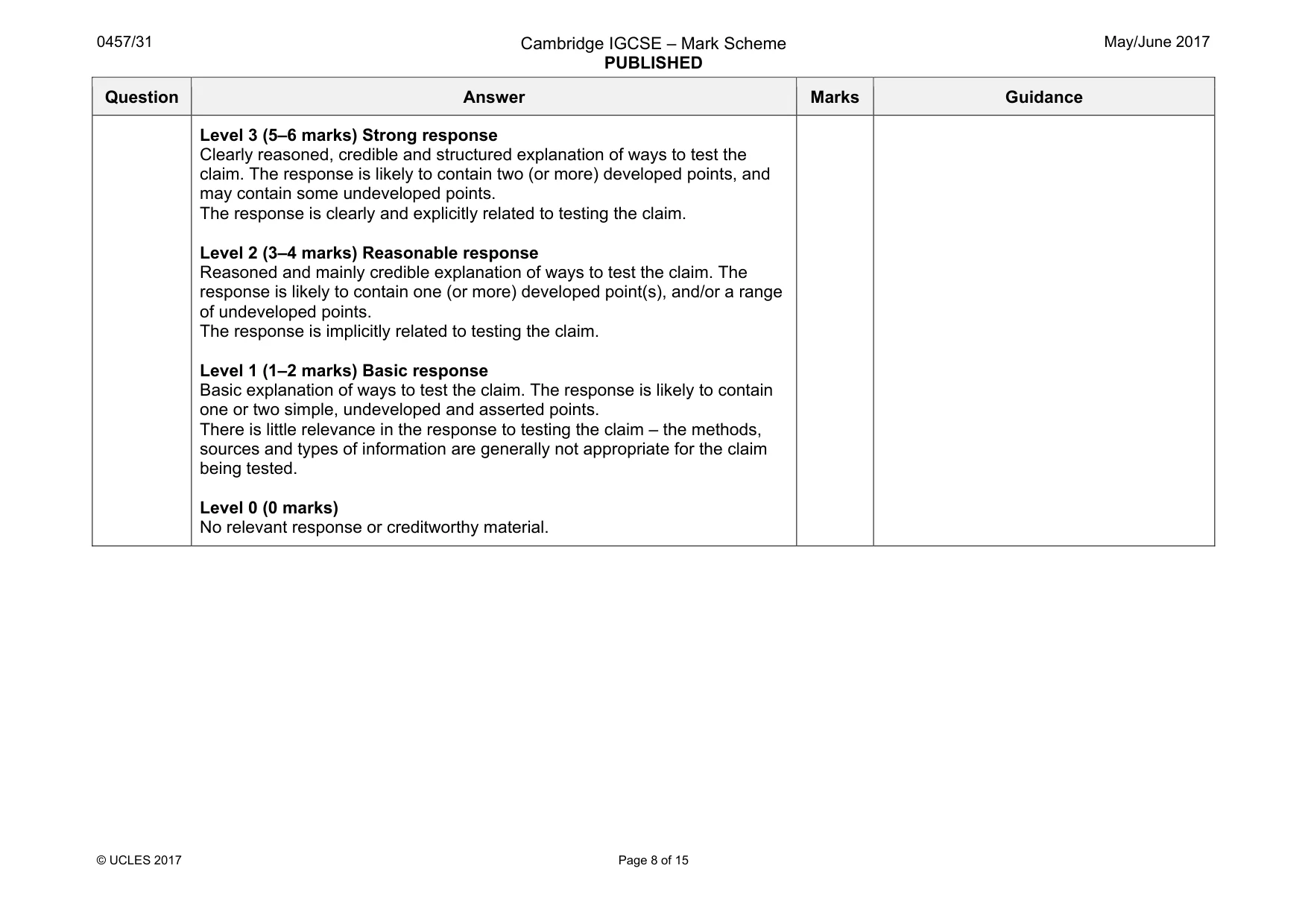 Mark scheme, page 8 of 15