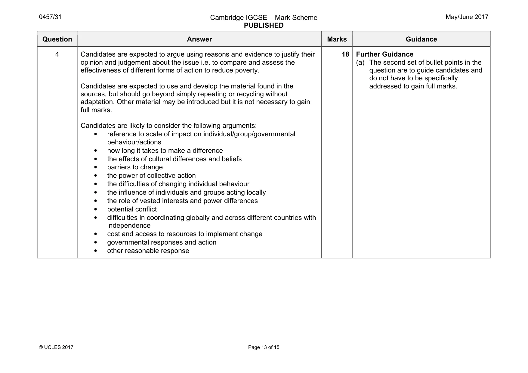 Mark scheme, page 13 of 15