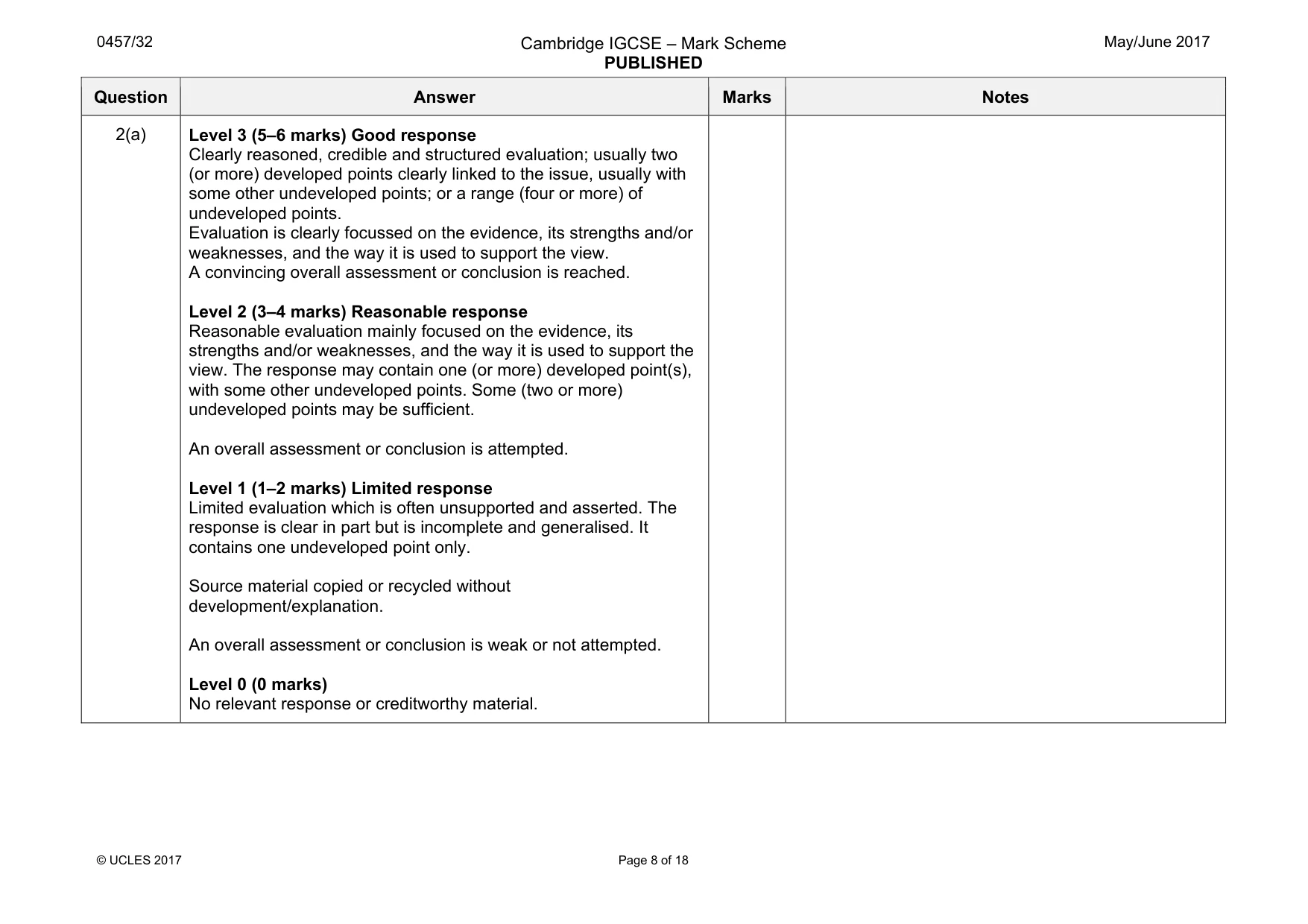 Mark scheme, page 8 of 18