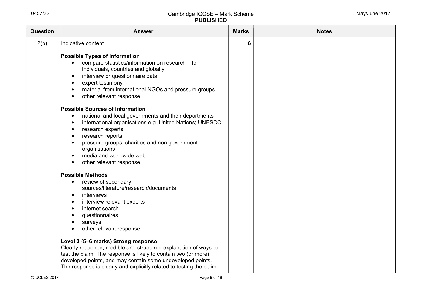 Mark scheme, page 9 of 18
