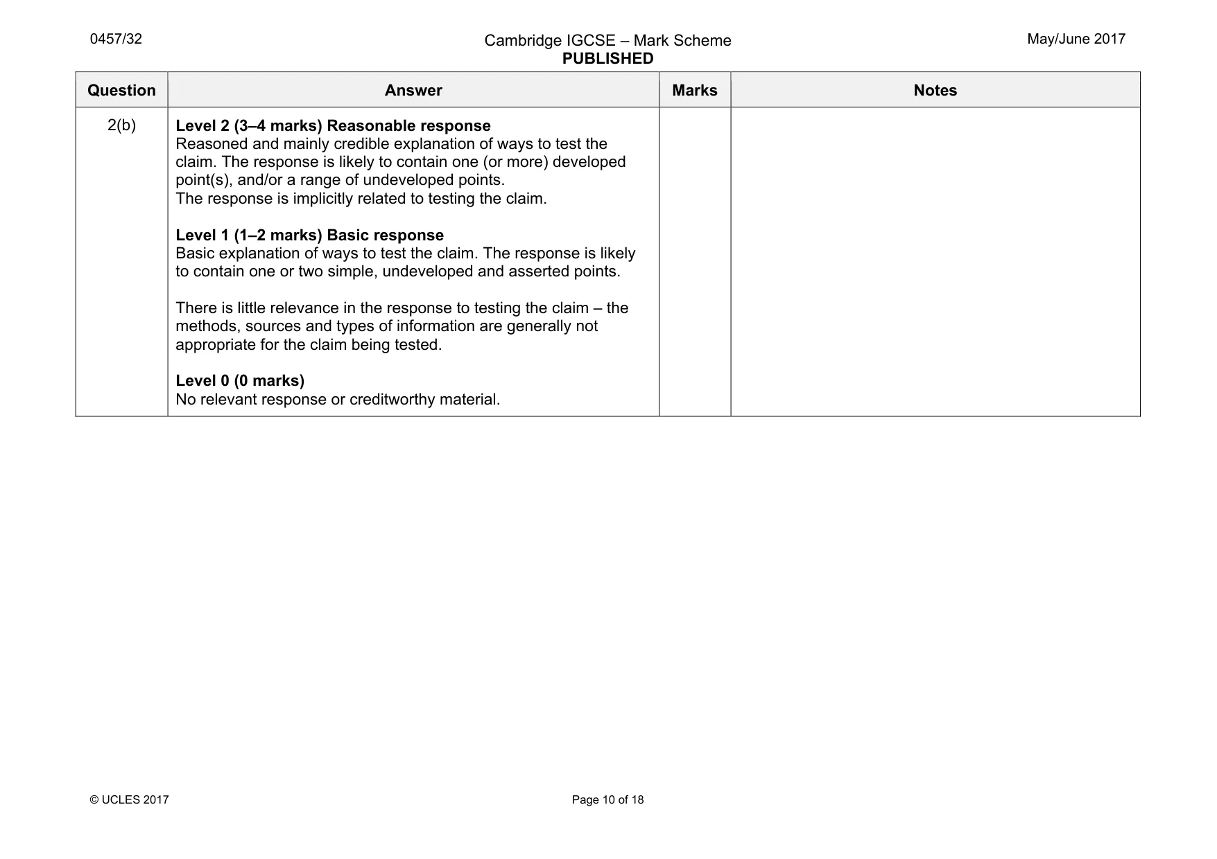 Mark scheme, page 10 of 18