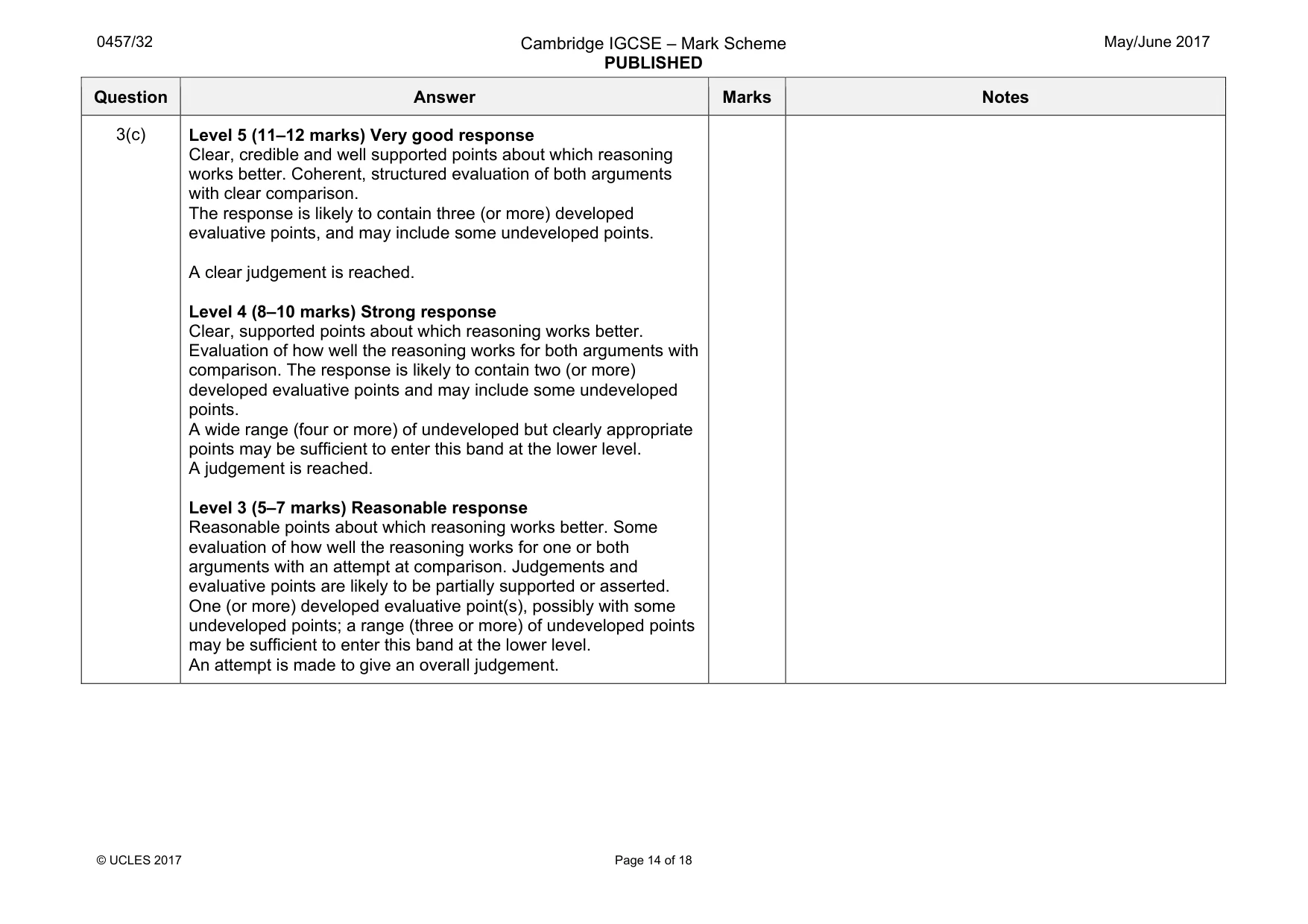 Mark scheme, page 14 of 18