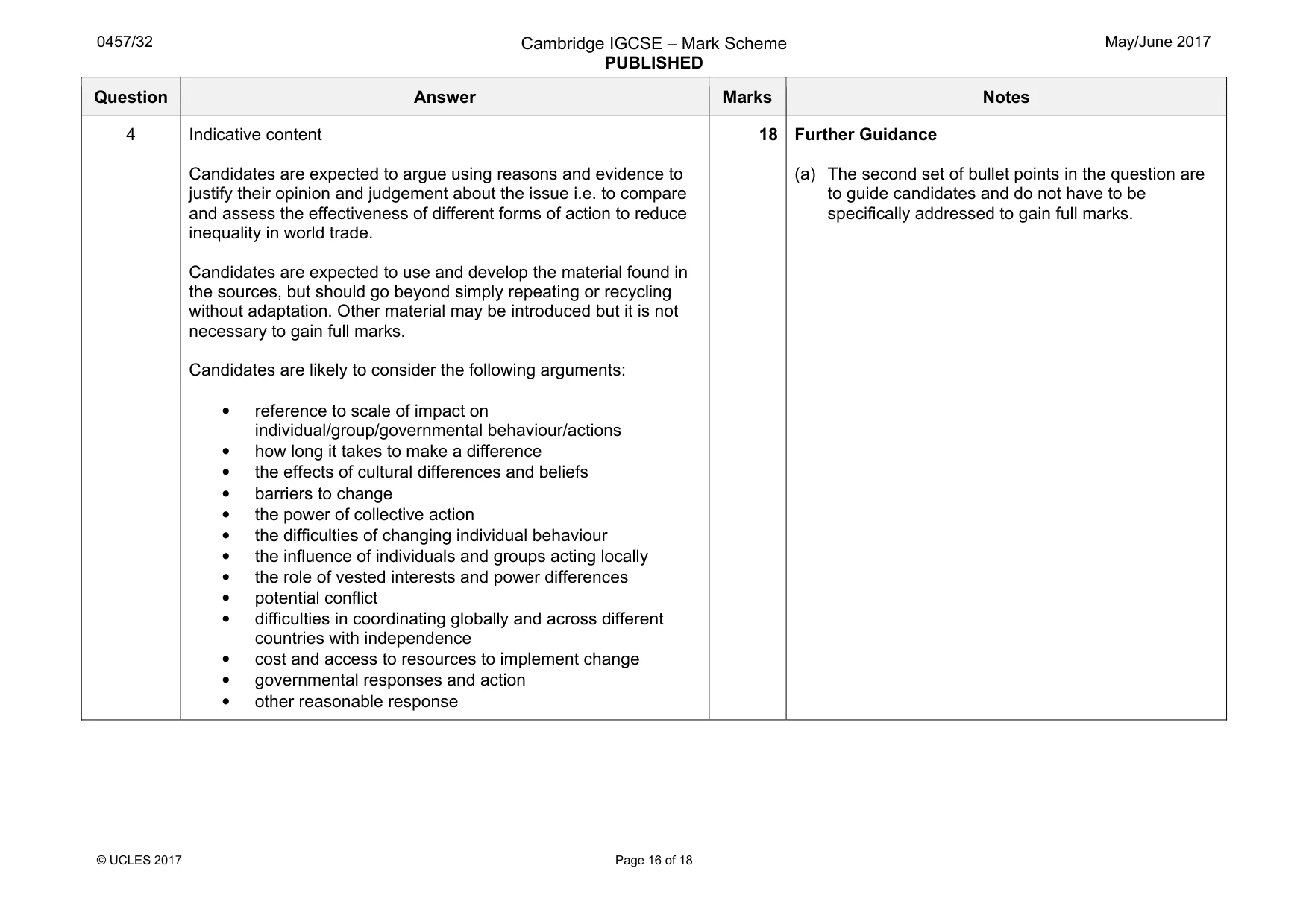 Mark scheme, page 16 of 18