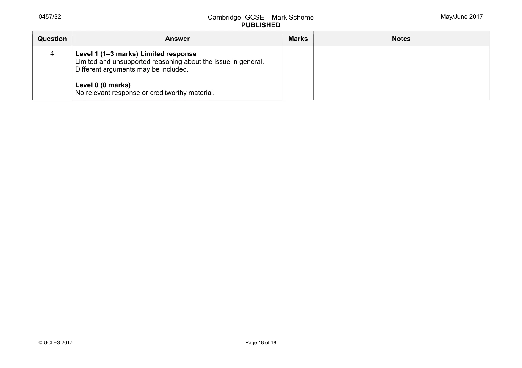 Mark scheme, page 18 of 18