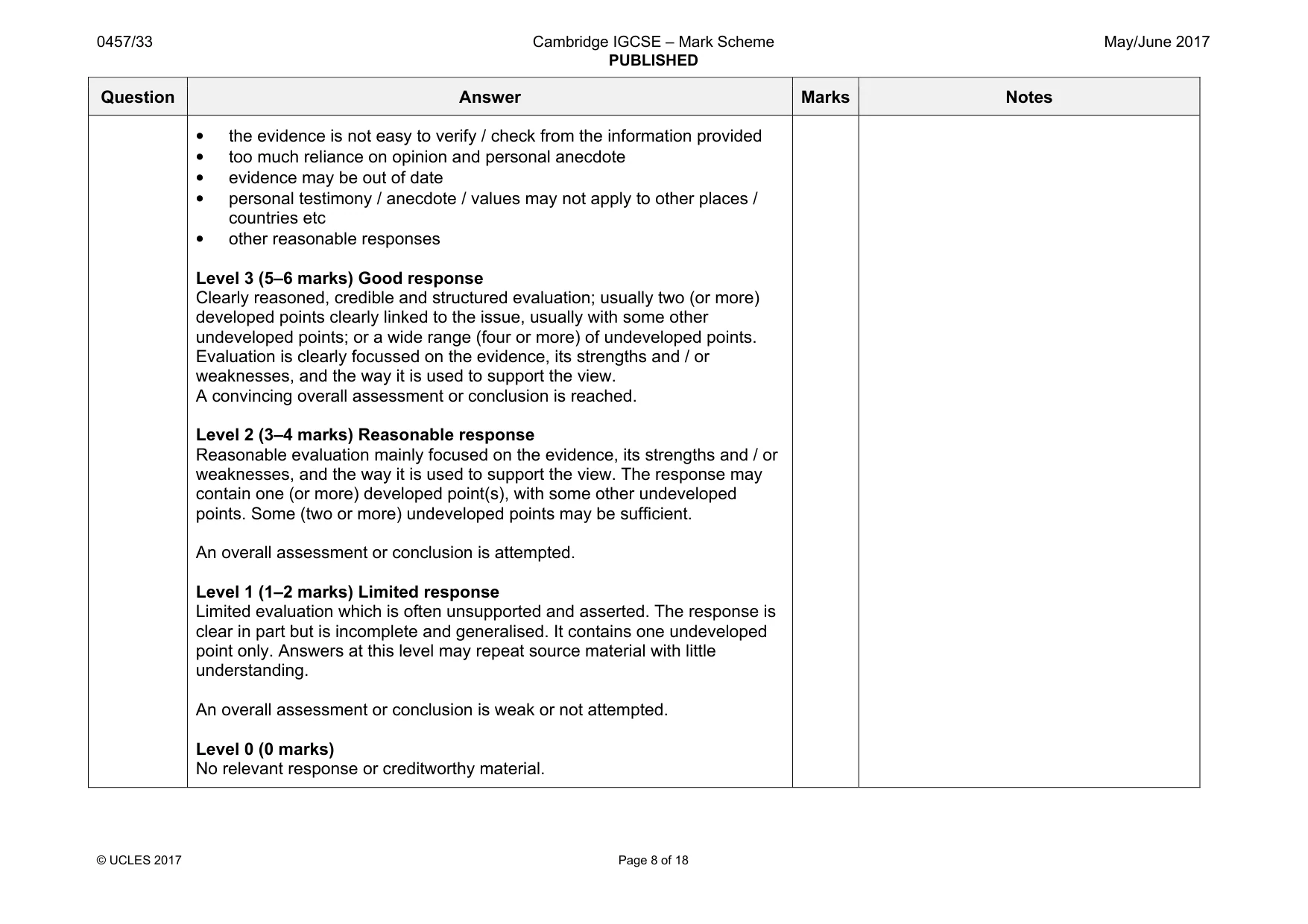 Mark scheme, page 8 of 18