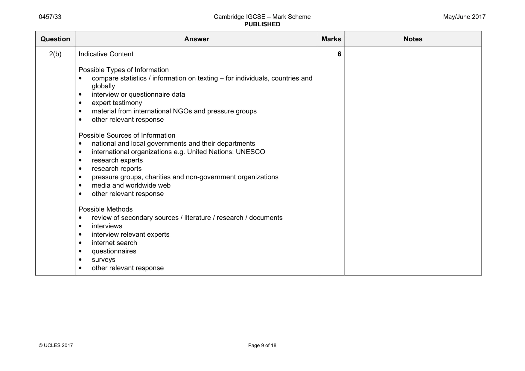 Mark scheme, page 9 of 18