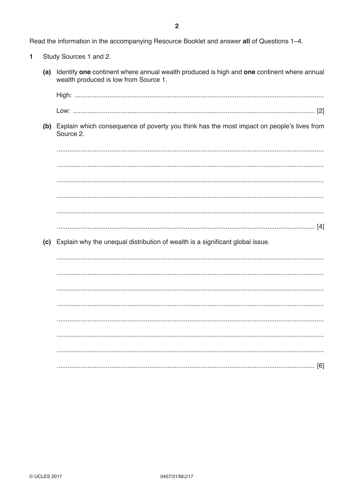 Cambridge IGCSE Global Perspectives 0457 2017 May/June Paper 3 · Variant 1 question paper, page 2 of 8