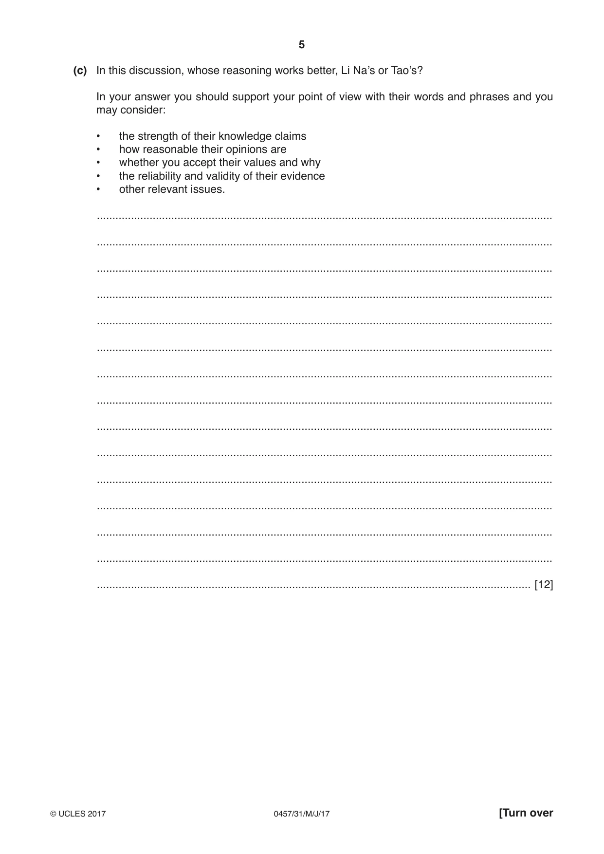 Cambridge IGCSE Global Perspectives 0457 2017 May/June Paper 3 · Variant 1 question paper, page 5 of 8