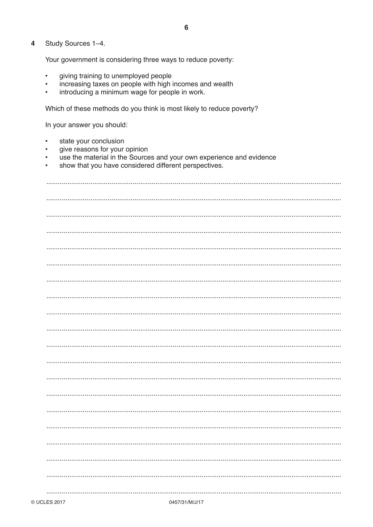 Cambridge IGCSE Global Perspectives 0457 2017 May/June Paper 3 · Variant 1 question paper, page 6 of 8