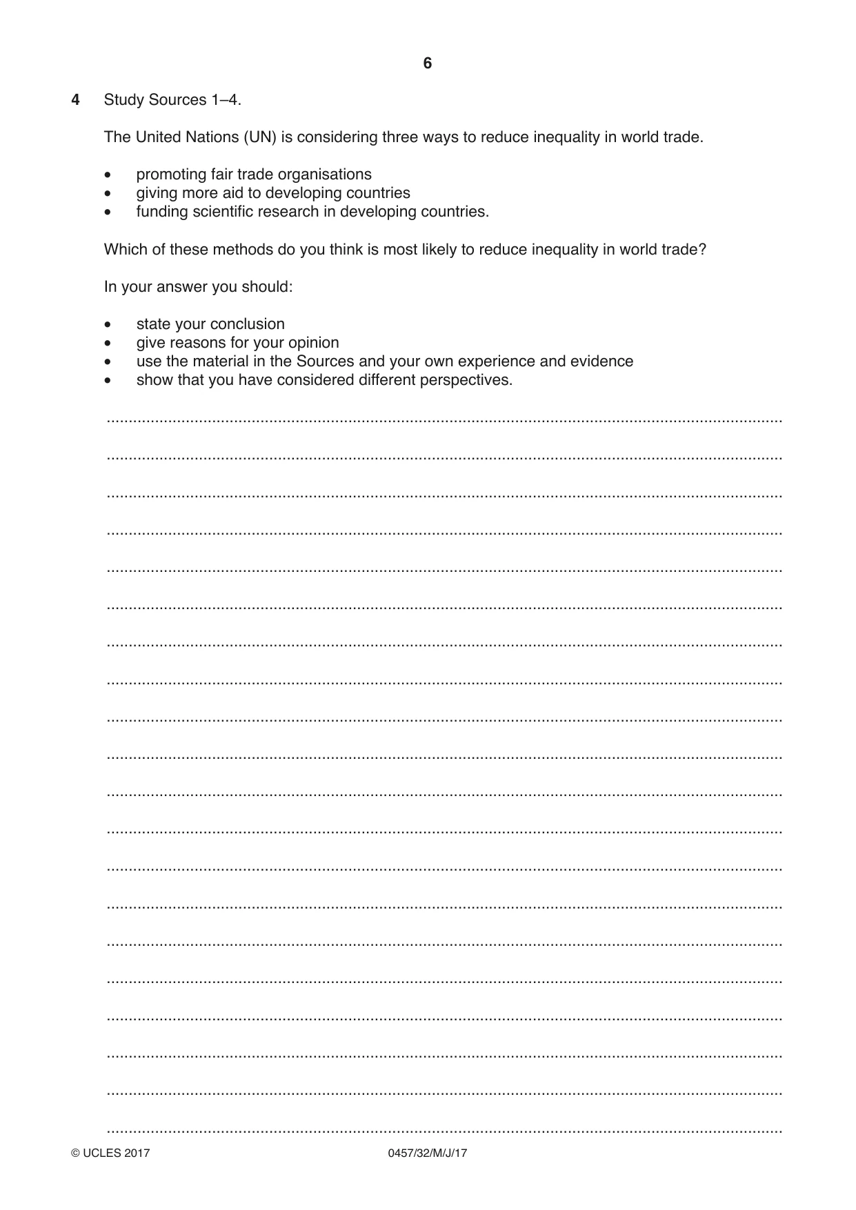 Cambridge IGCSE Global Perspectives 0457 2017 May/June Paper 3 · Variant 2 question paper, page 6 of 8