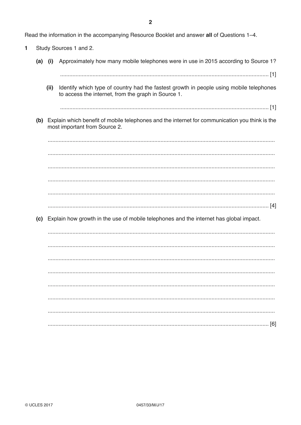 Cambridge IGCSE Global Perspectives 0457 2017 May/June Paper 3 · Variant 3 question paper, page 2 of 8
