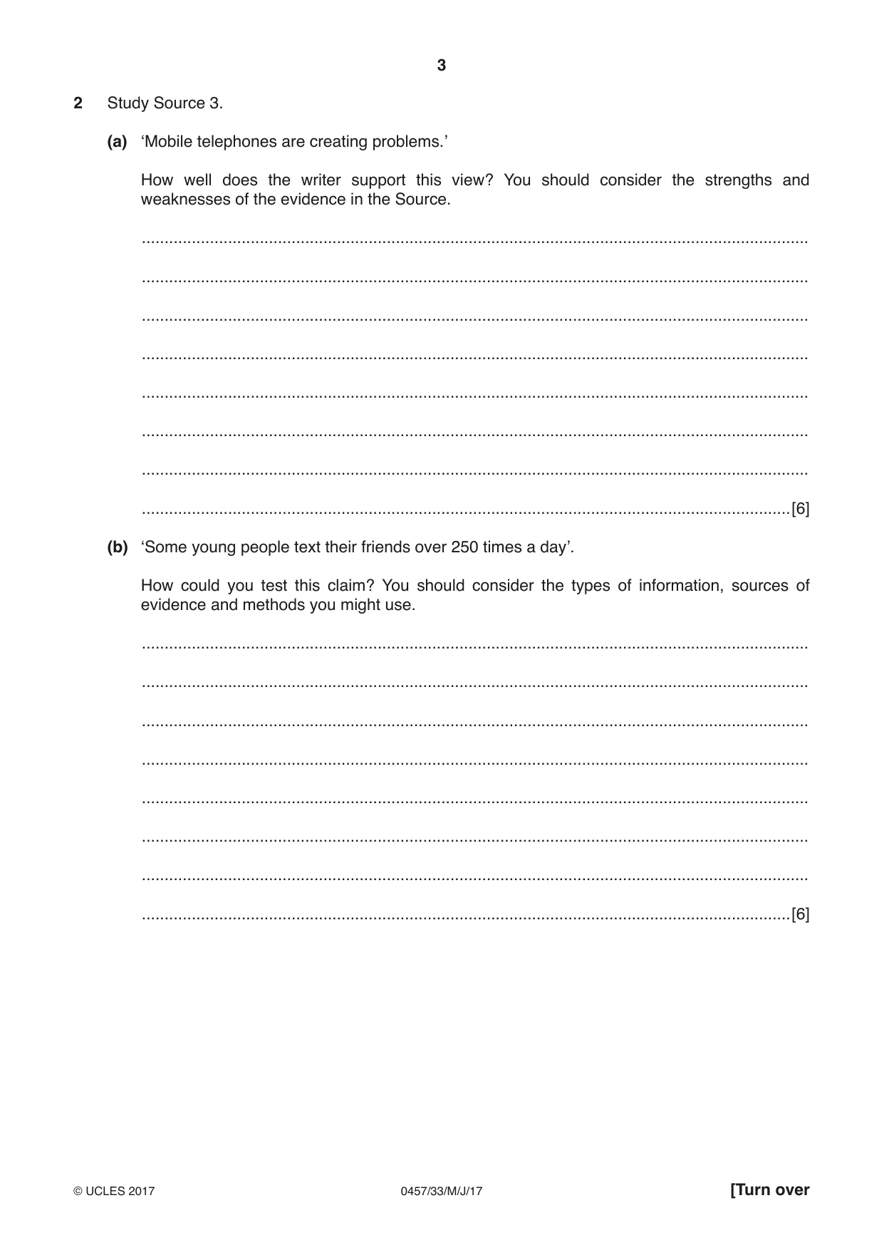 Cambridge IGCSE Global Perspectives 0457 2017 May/June Paper 3 · Variant 3 question paper, page 3 of 8