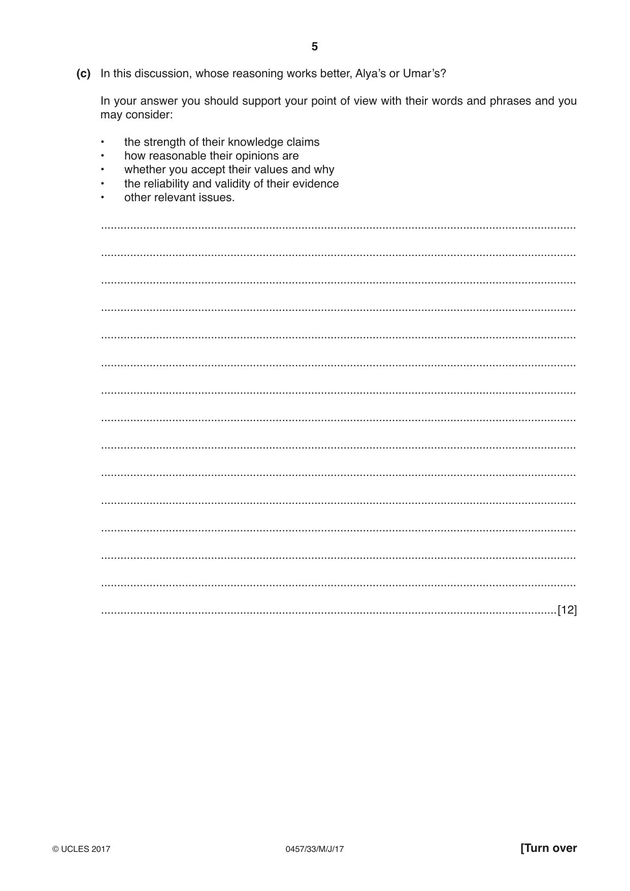 Cambridge IGCSE Global Perspectives 0457 2017 May/June Paper 3 · Variant 3 question paper, page 5 of 8
