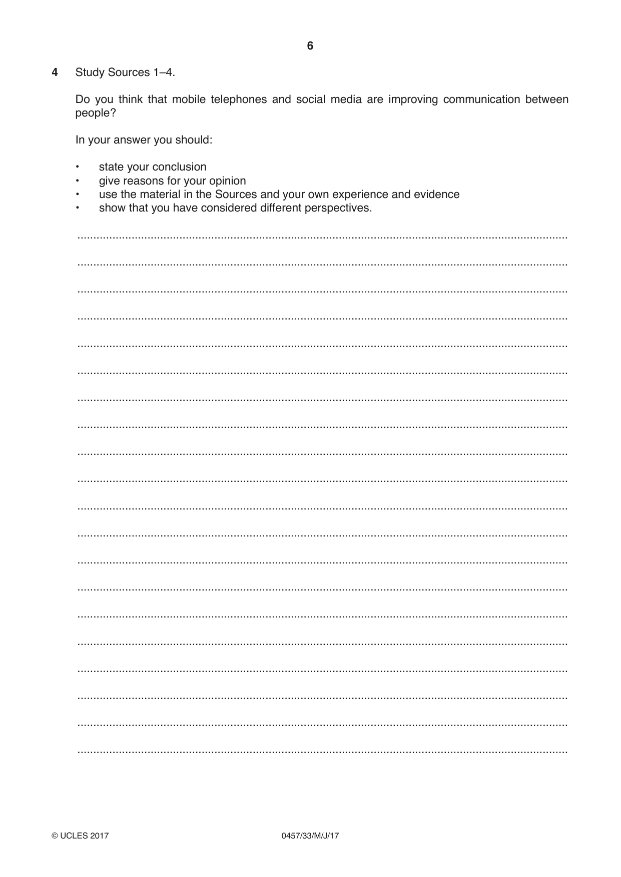 Cambridge IGCSE Global Perspectives 0457 2017 May/June Paper 3 · Variant 3 question paper, page 6 of 8