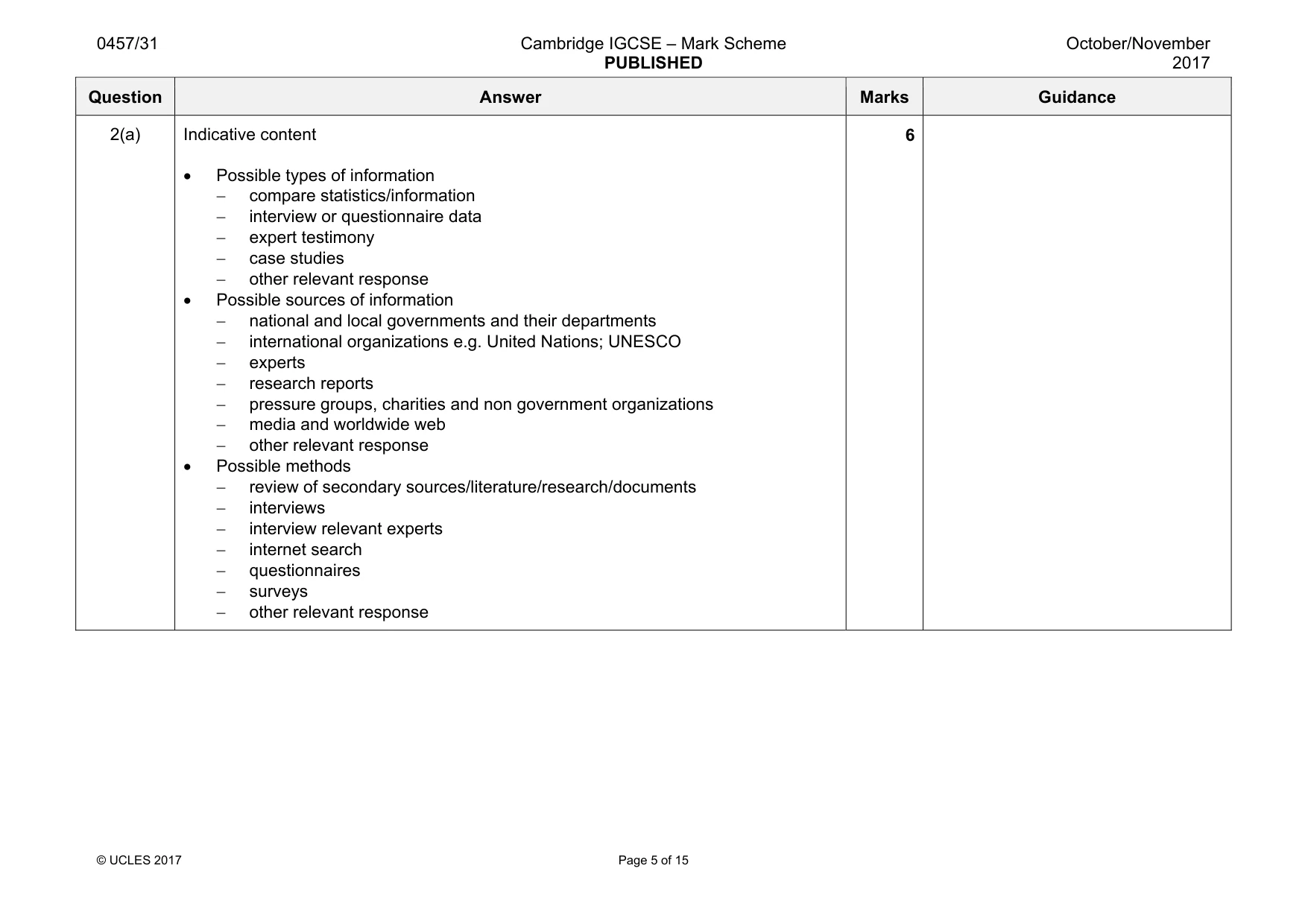 Mark scheme, page 5 of 15
