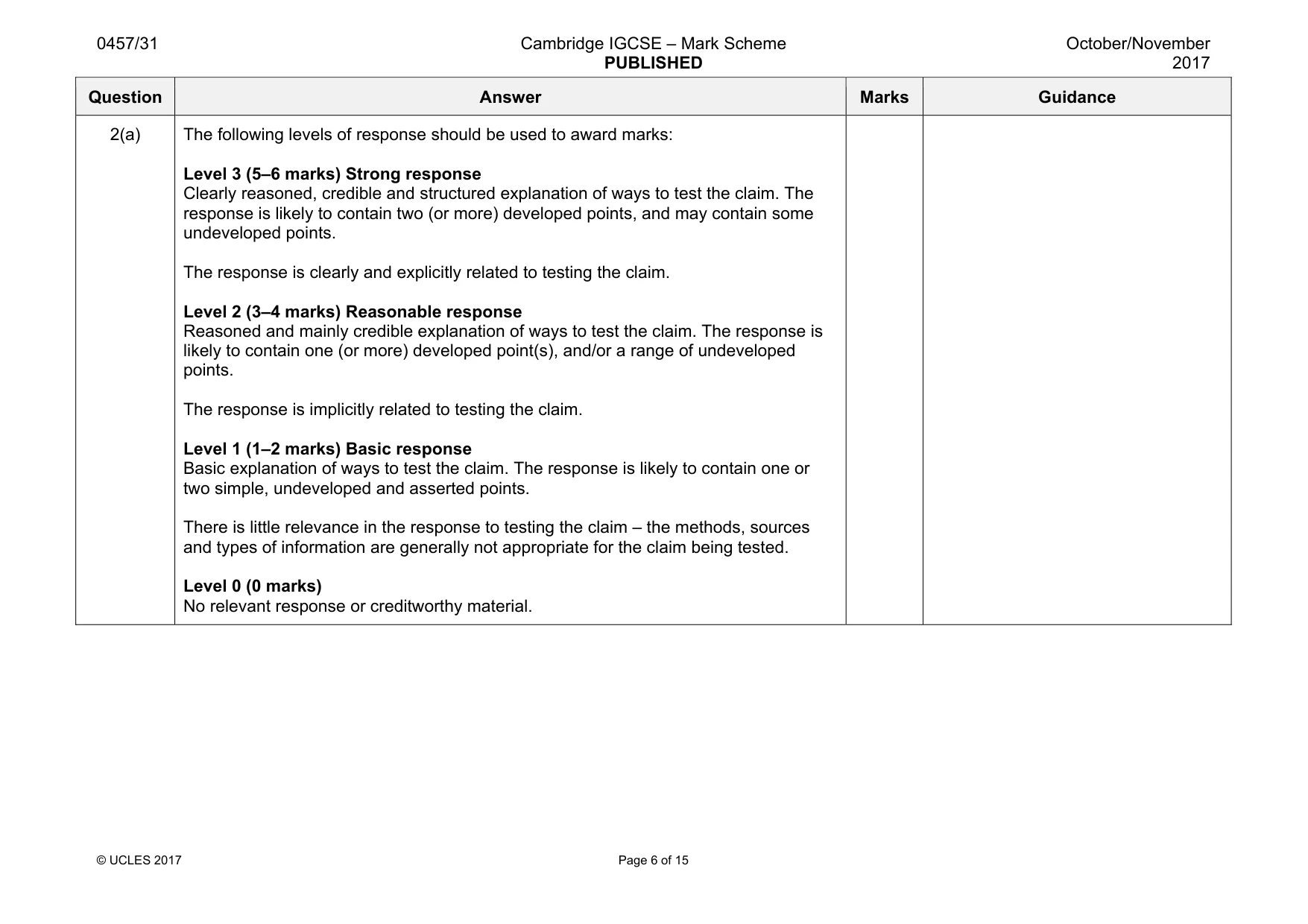 Mark scheme, page 6 of 15