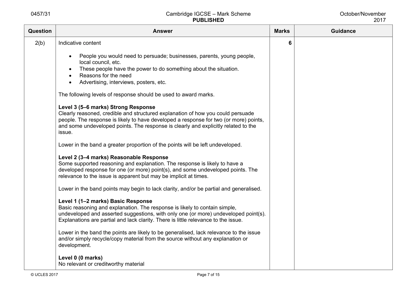 Mark scheme, page 7 of 15