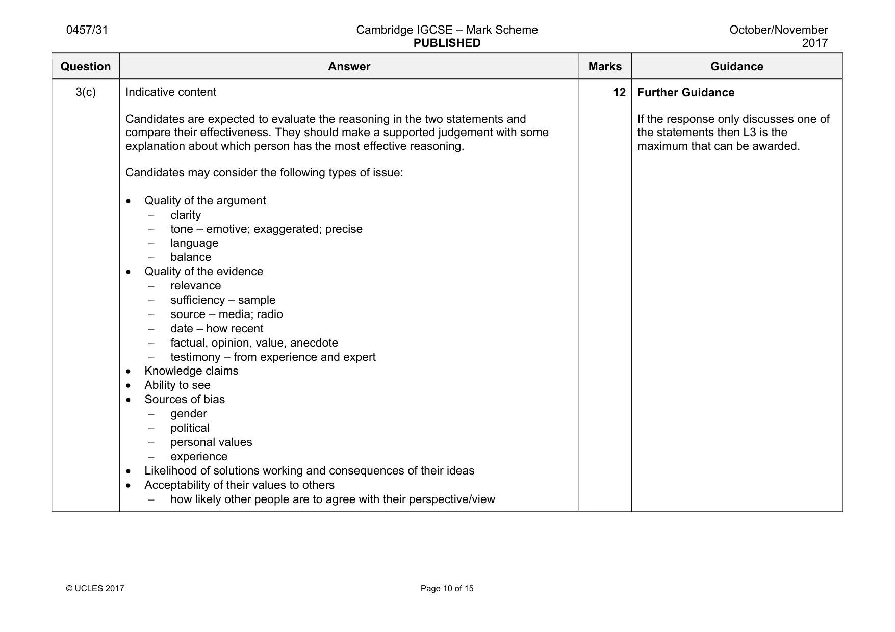 Mark scheme, page 10 of 15