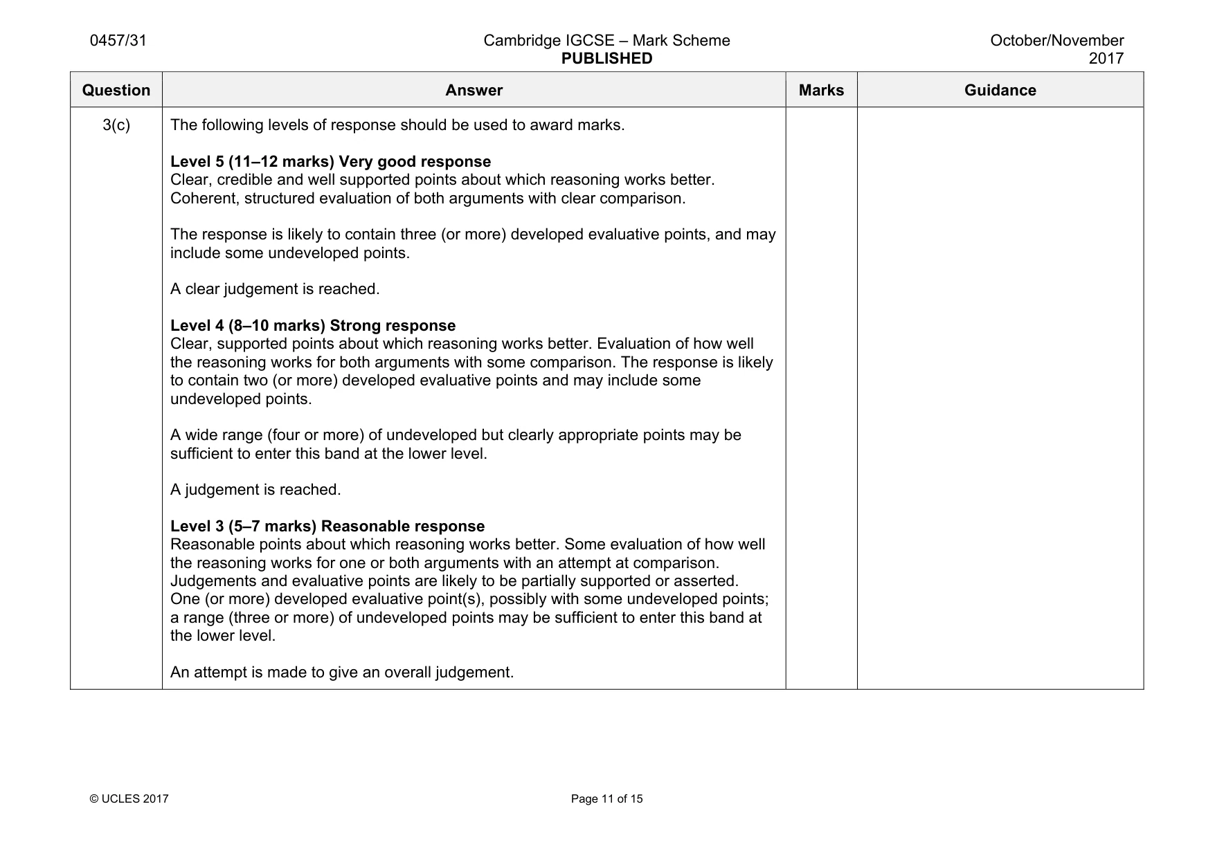 Mark scheme, page 11 of 15
