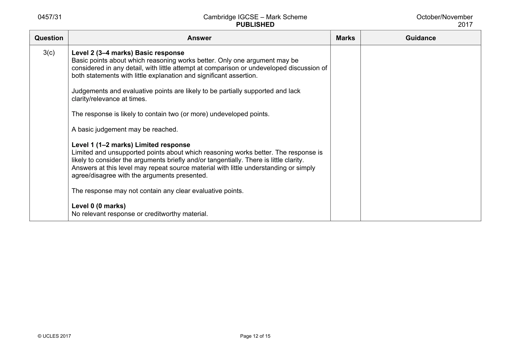 Mark scheme, page 12 of 15