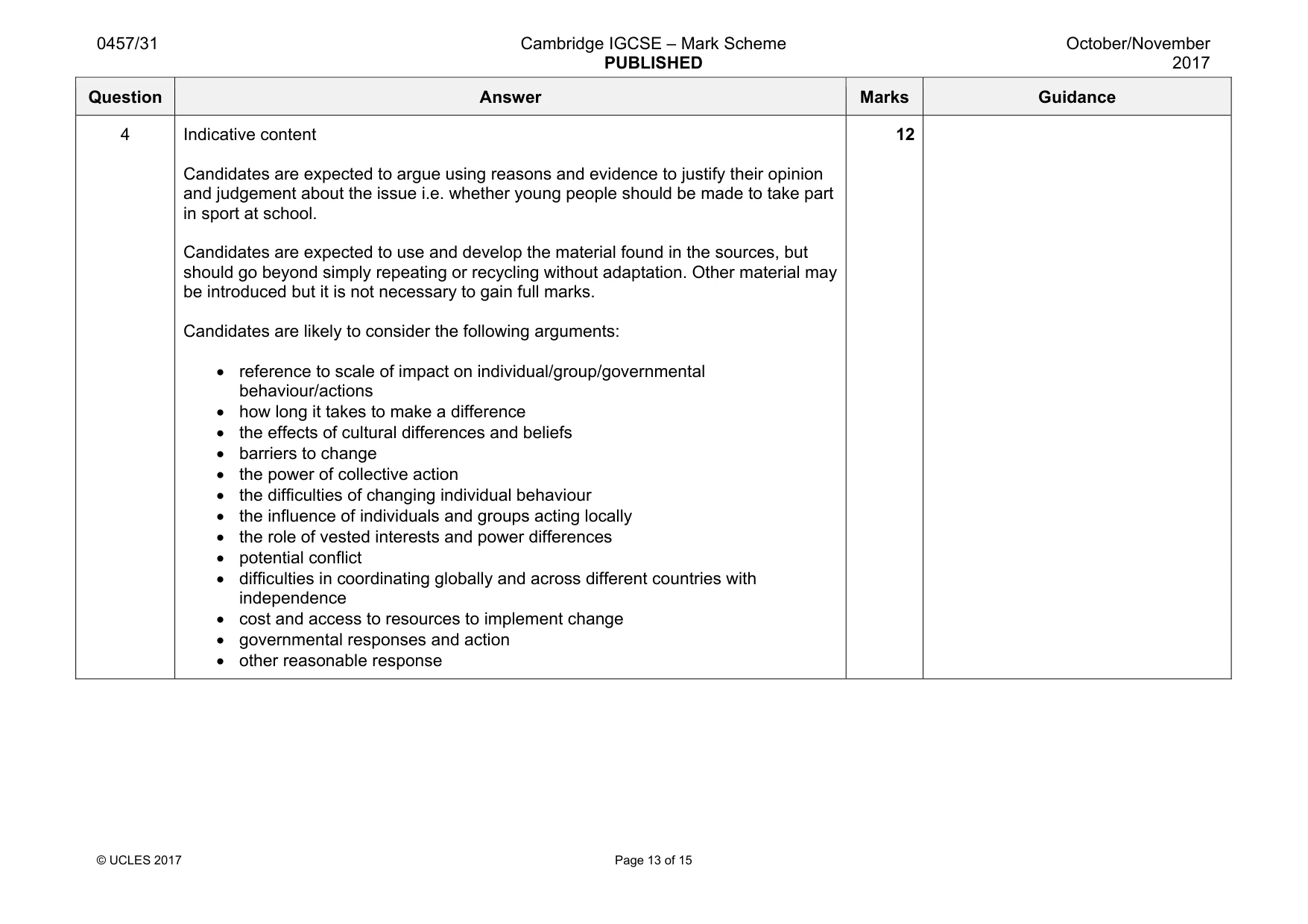 Mark scheme, page 13 of 15