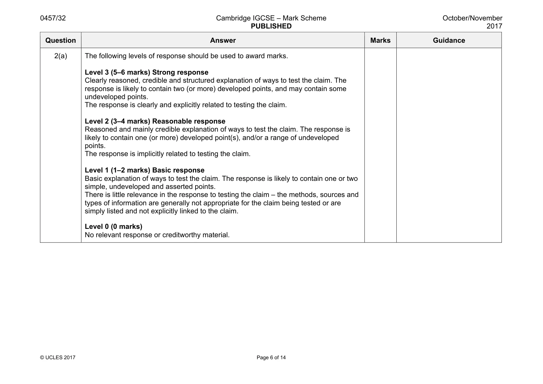 Mark scheme, page 6 of 14