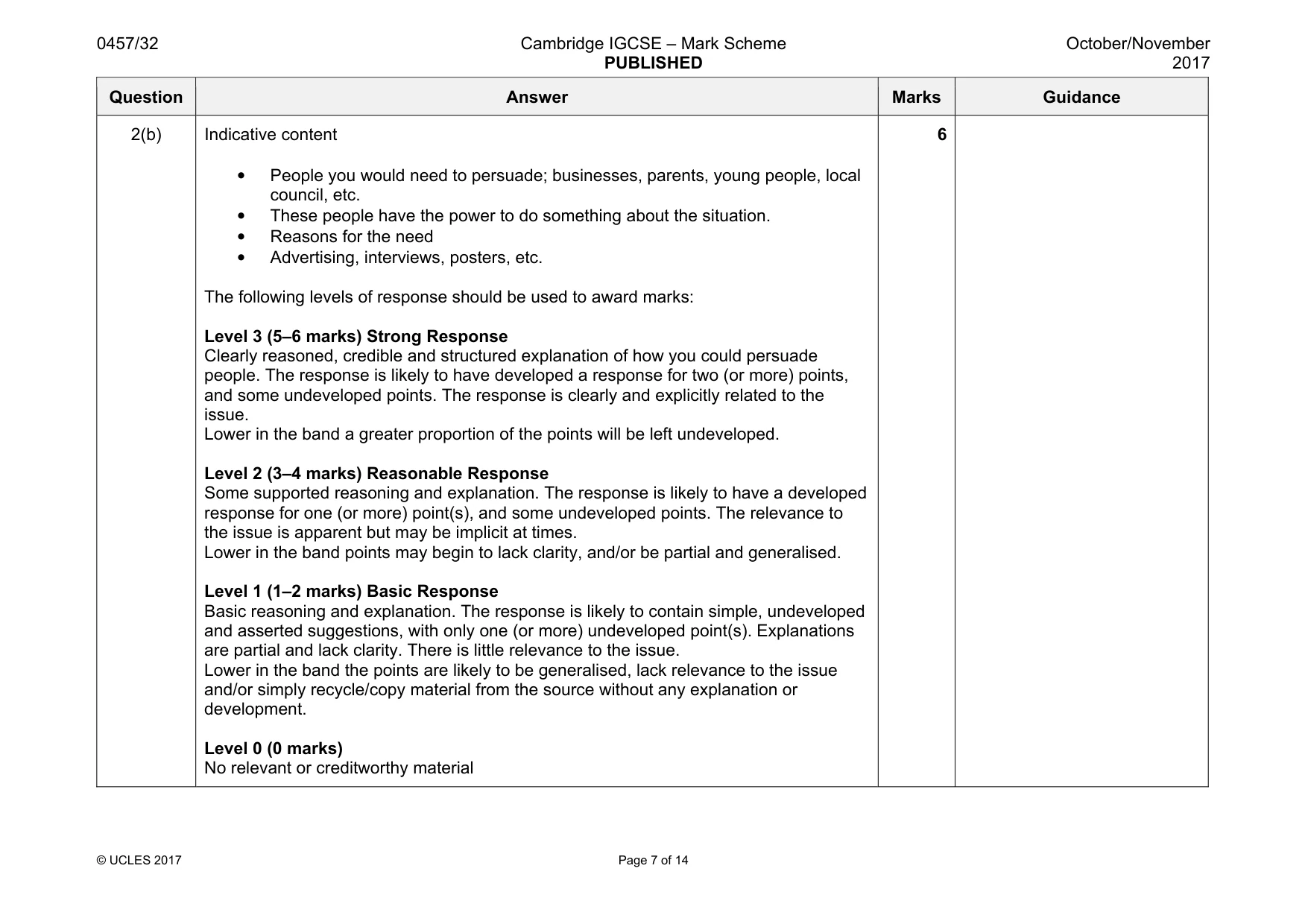Mark scheme, page 7 of 14