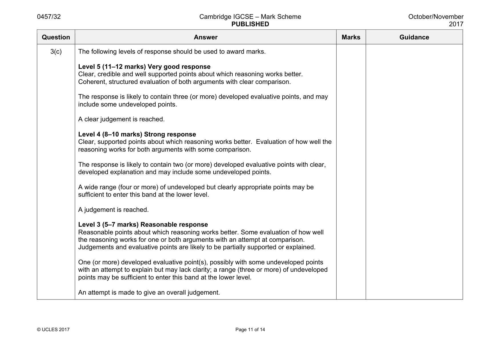 Mark scheme, page 11 of 14