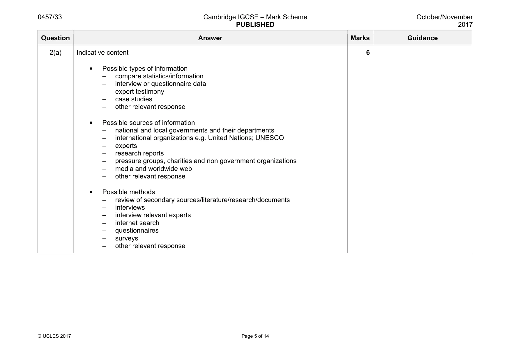 Mark scheme, page 5 of 14